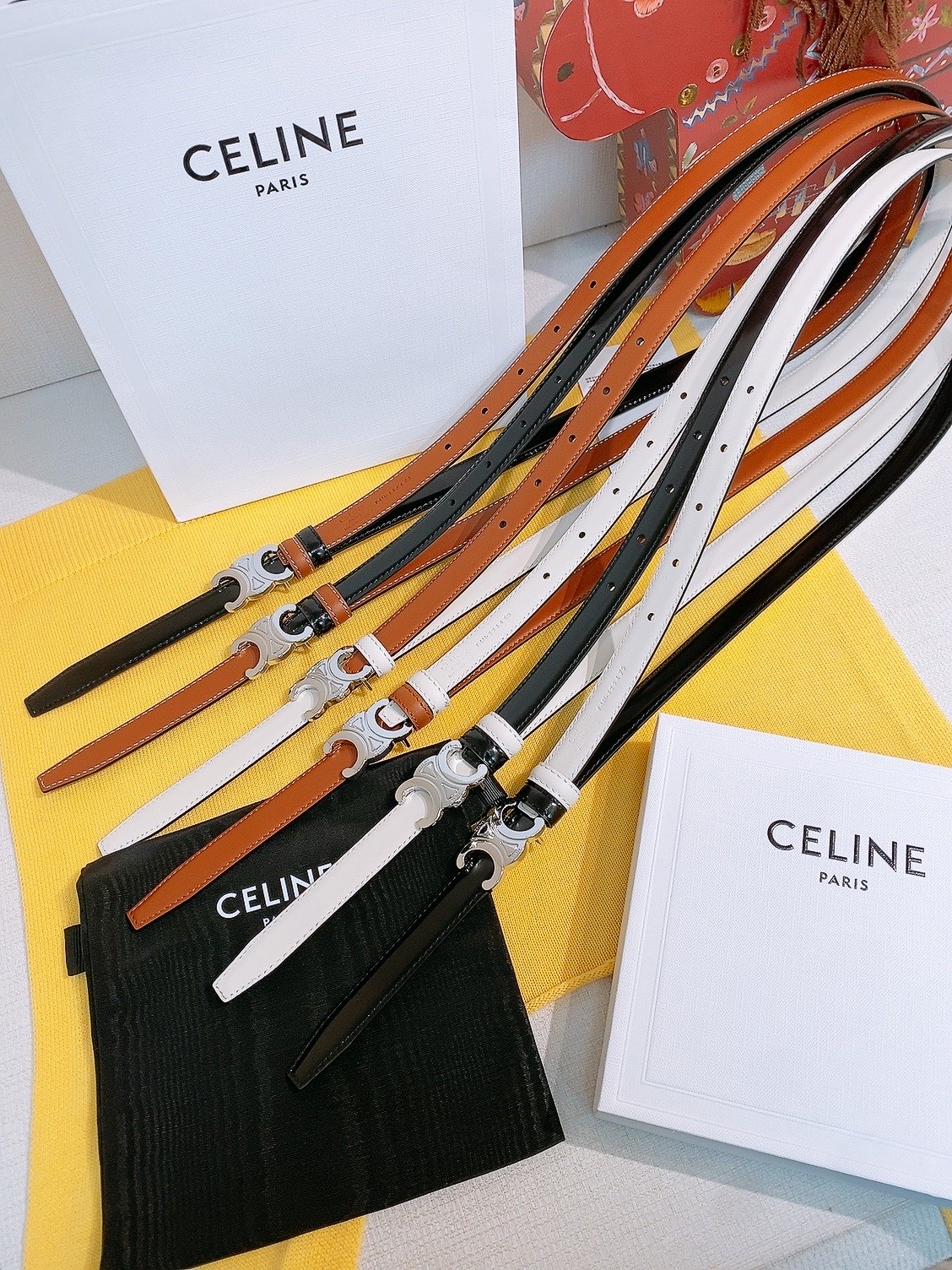 Celine双面窄版腰带 （1.8cm) 凯旋门