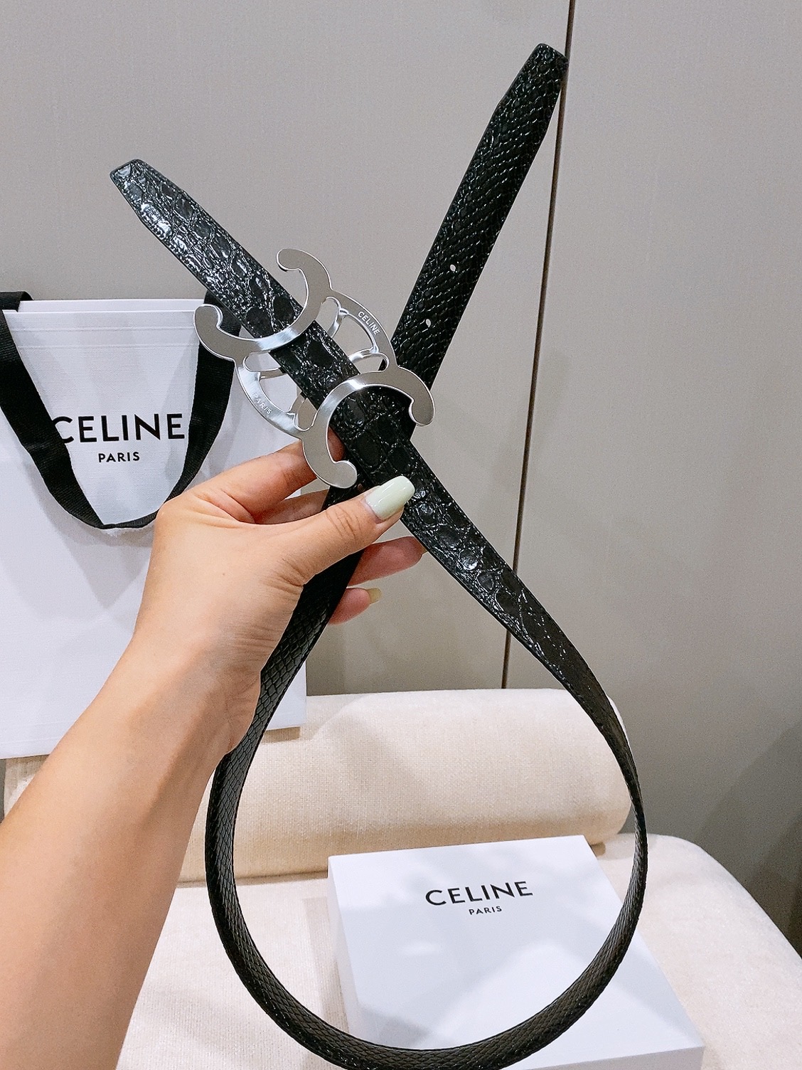 -Celine 中号25毫米 TRIOMPHE CORE BELT 25MM IN TAURILLON LEATHER -Celine 中号25毫米 TRIOMPHE CORE BELT 25MM IN TAURILLON LEATHER