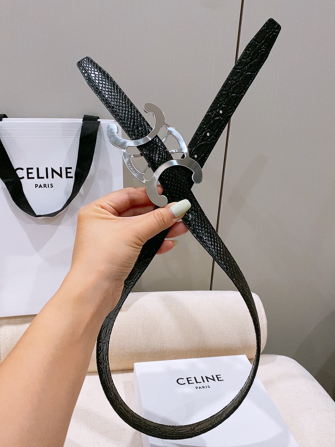 -Celine 中号25毫米 TRIOMPHE CORE BELT 25MM IN TAURILLON LEATHER -Celine 中号25毫米 TRIOMPHE CORE BELT 25MM IN TAURILLON LEATHER