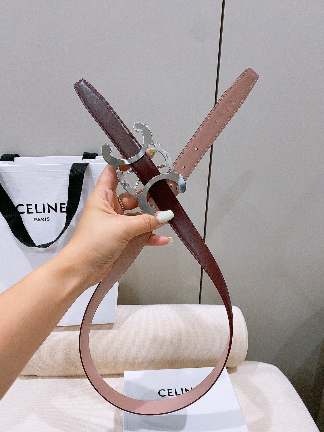-Celine 中号25毫米 TRIOMPHE CORE BELT 25MM IN TAURILLON LEATHER -Celine 中号25毫米 TRIOMPHE CORE BELT 25MM IN TAURILLON LEATHER