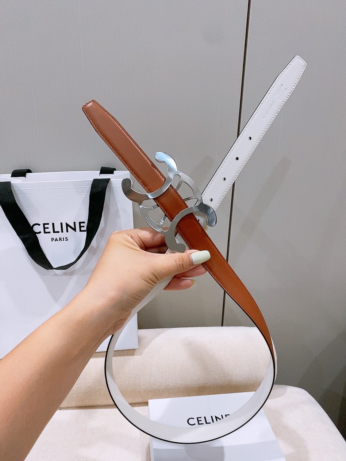 -Celine 中号25毫米 TRIOMPHE CORE BELT 25MM IN TAURILLON LEATHER -Celine 中号25毫米 TRIOMPHE CORE BELT 25MM IN TAURILLON LEATHER