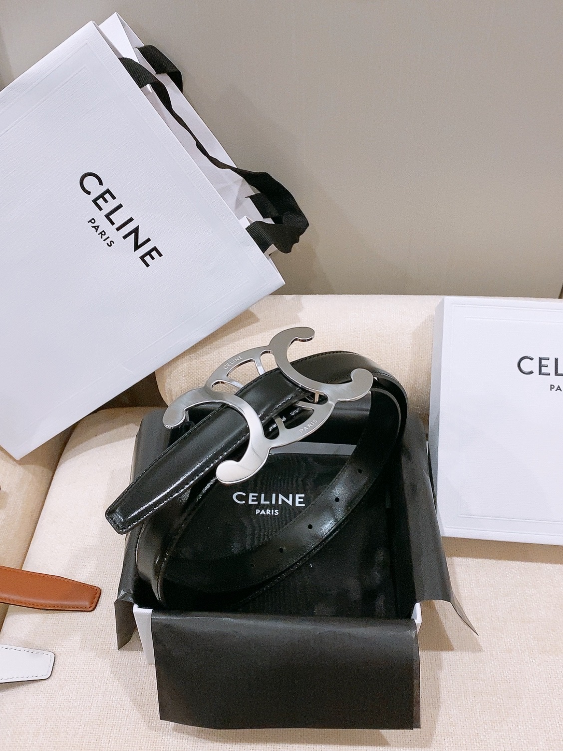 -Celine 中号25毫米 TRIOMPHE CORE BELT 25MM IN TAURILLON LEATHER -Celine 中号25毫米 TRIOMPHE CORE BELT 25MM IN TAURILLON LEATHER