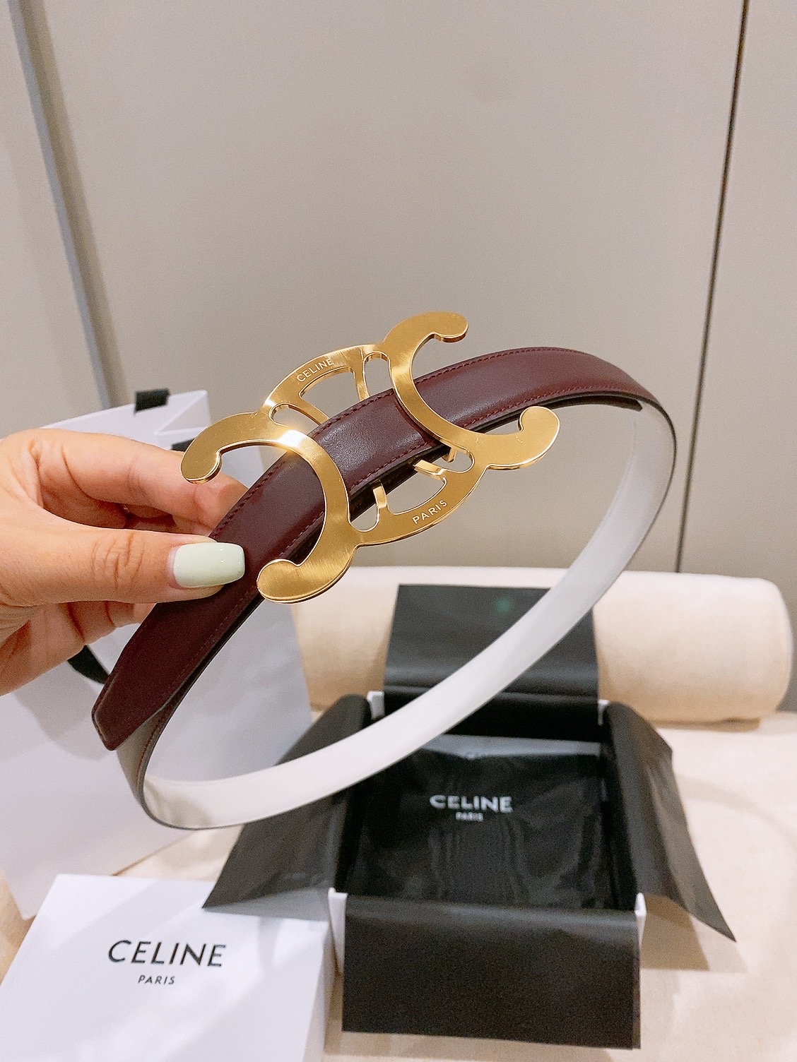 -Celine 中号25毫米 TRIOMPHE CORE BELT 25MM IN TAURILLON LEATHER -Celine 中号25毫米 TRIOMPHE CORE BELT 25MM IN TAURILLON LEATHER