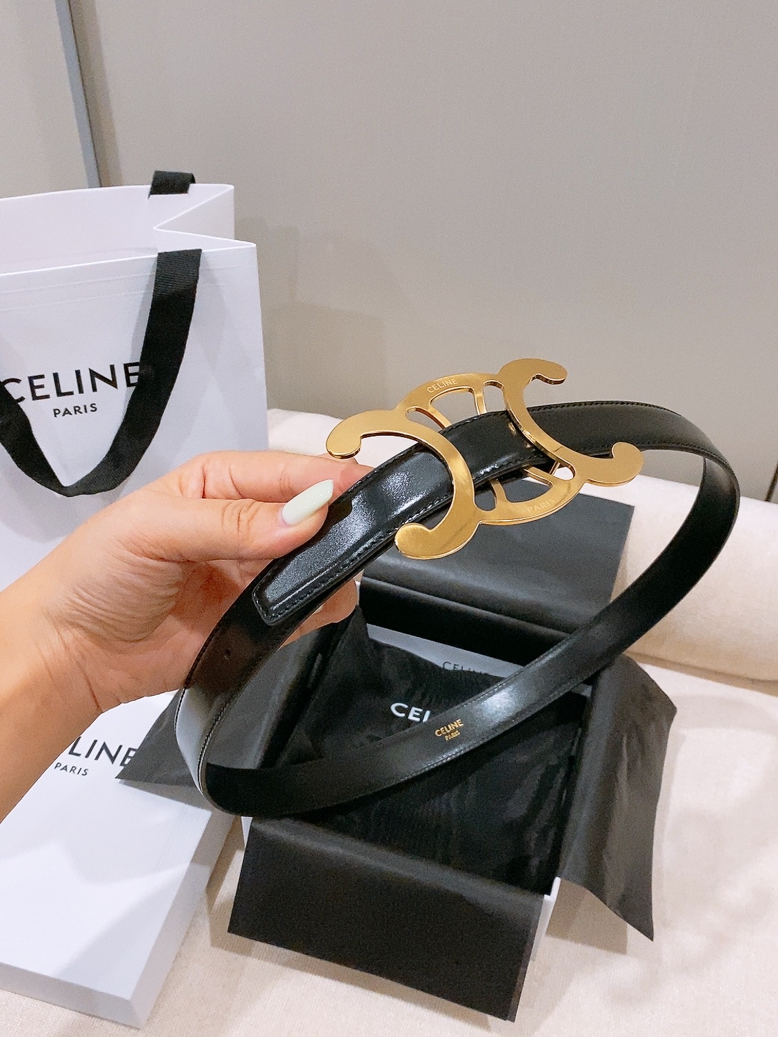 -Celine 中号25毫米 TRIOMPHE CORE BELT 25MM IN TAURILLON LEATHER -Celine 中号25毫米 TRIOMPHE CORE BELT 25MM IN TAURILLON LEATHER