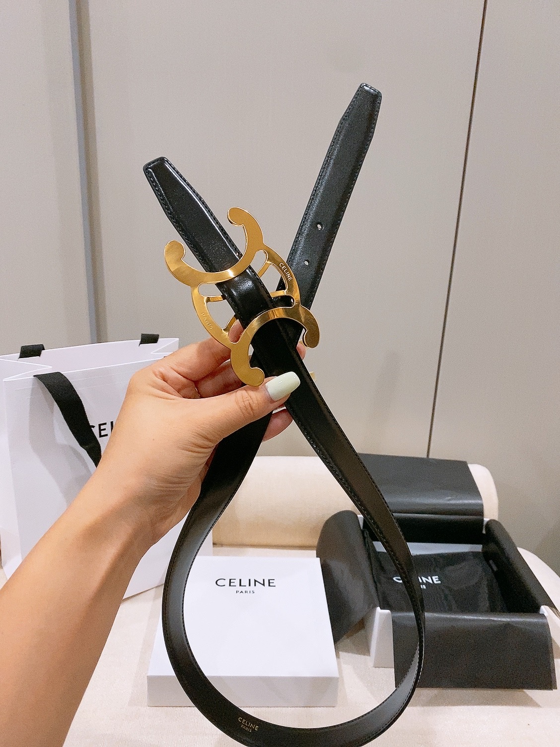 -Celine 中号25毫米 TRIOMPHE CORE BELT 25MM IN TAURILLON LEATHER -Celine 中号25毫米 TRIOMPHE CORE BELT 25MM IN TAURILLON LEATHER