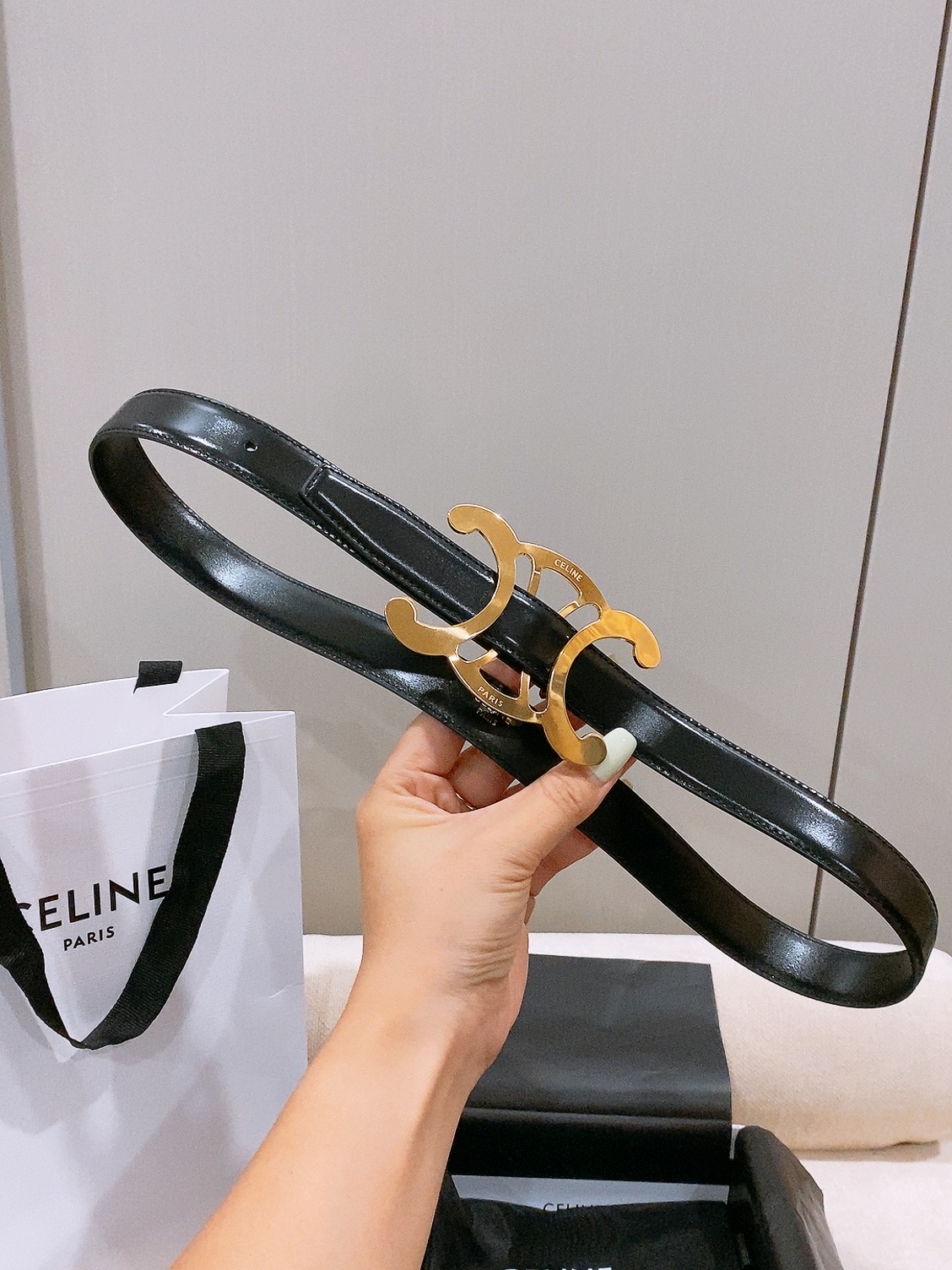 -Celine 中号25毫米 TRIOMPHE CORE BELT 25MM IN TAURILLON LEATHER -Celine 中号25毫米 TRIOMPHE CORE BELT 25MM IN TAURILLON LEATHER