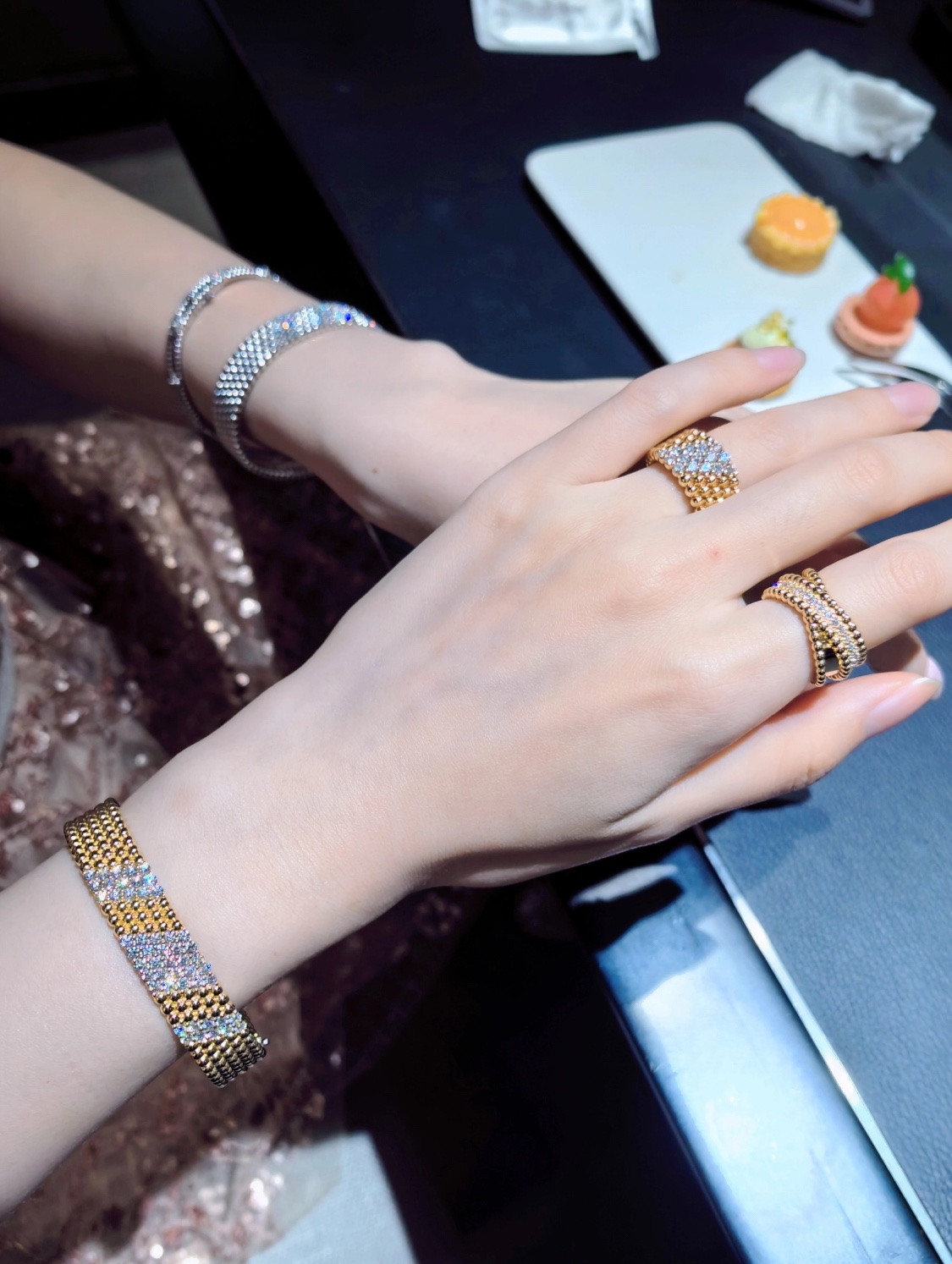 NO:631567,Rose gold double cross gold bead ring, ring, Cartier high-end jewelry19860909玫瑰金色双层交叉金珠戒指,,ring,卡迪亚高端饰品,Jewelry