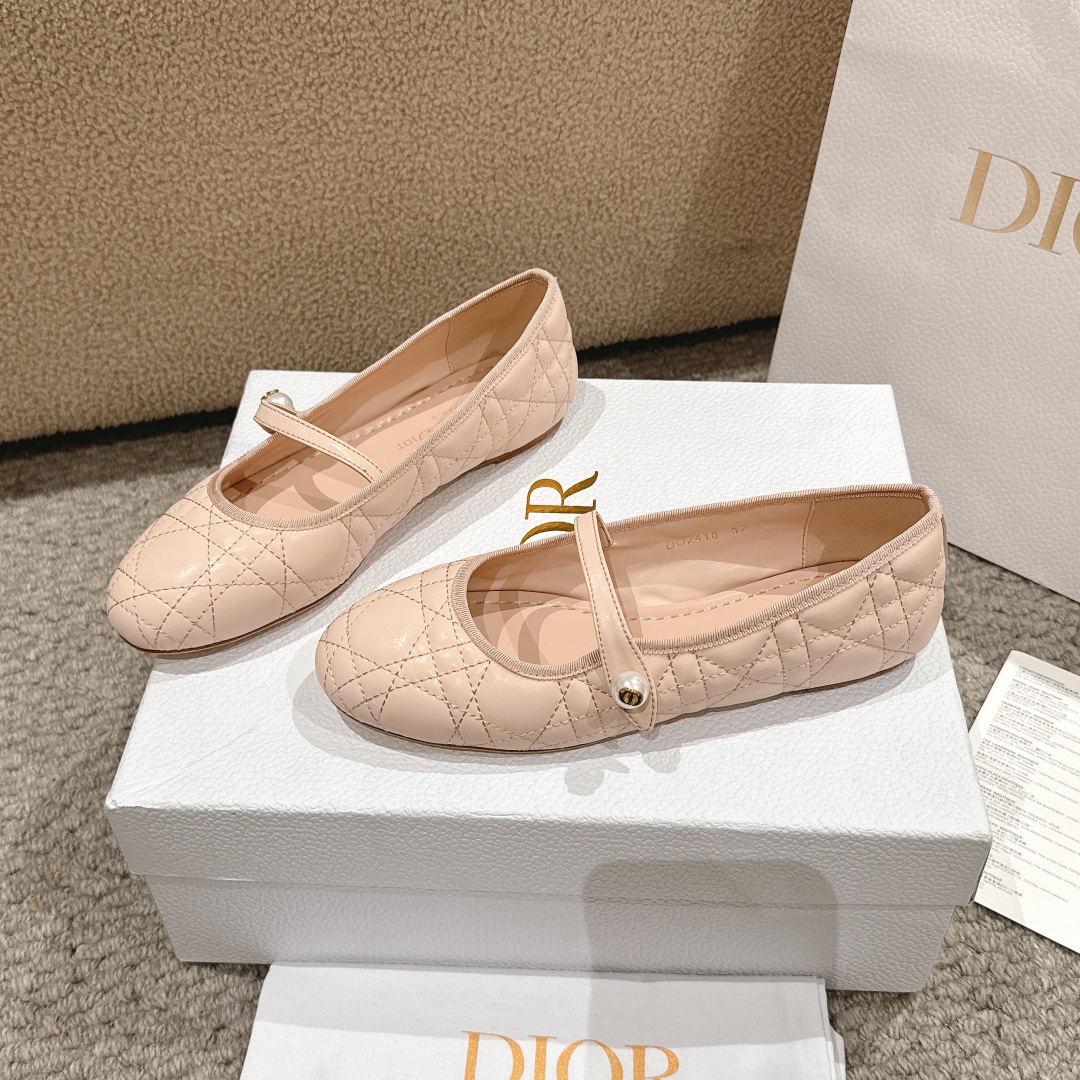 “Dior Ballet Shoes: Classic Aesthetic in Leather with Rosy Bow Tie and Comfortable Soles” - 图片 5