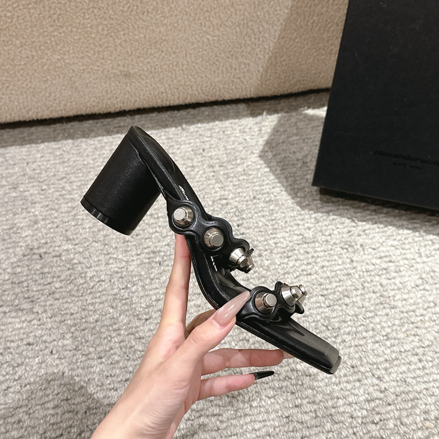 Luxury Alexander Wang Shoe Mats: Concussion, Massage, Embolism, Logo, Tidal Square, Metal (Size 35-39) - 图片 9