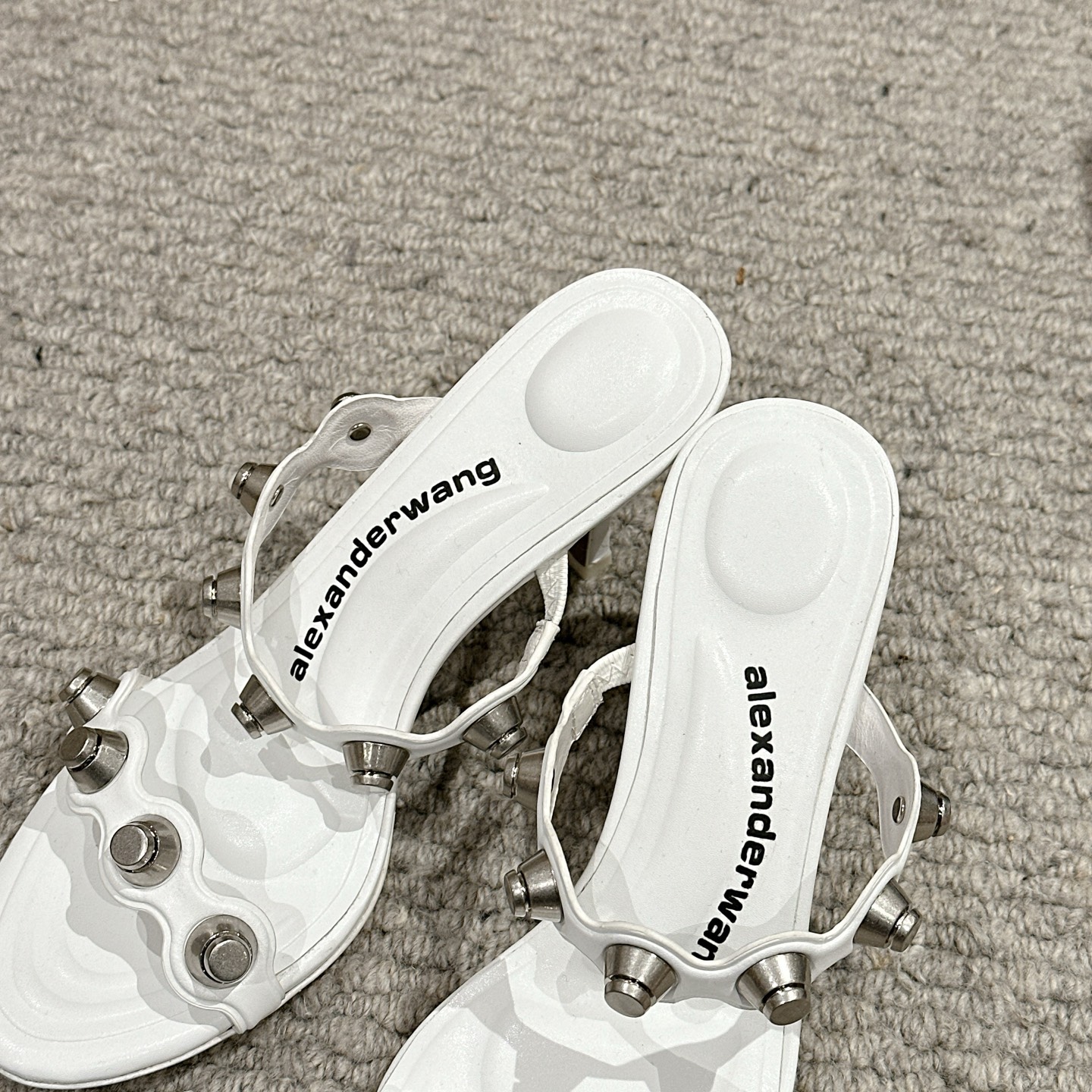 Luxury Alexander Wang shoe mats with embolism, Logo, tidal square metal. Imported cattle and sheepskin. 6.5cm high. Size 35-39. - 图片 6