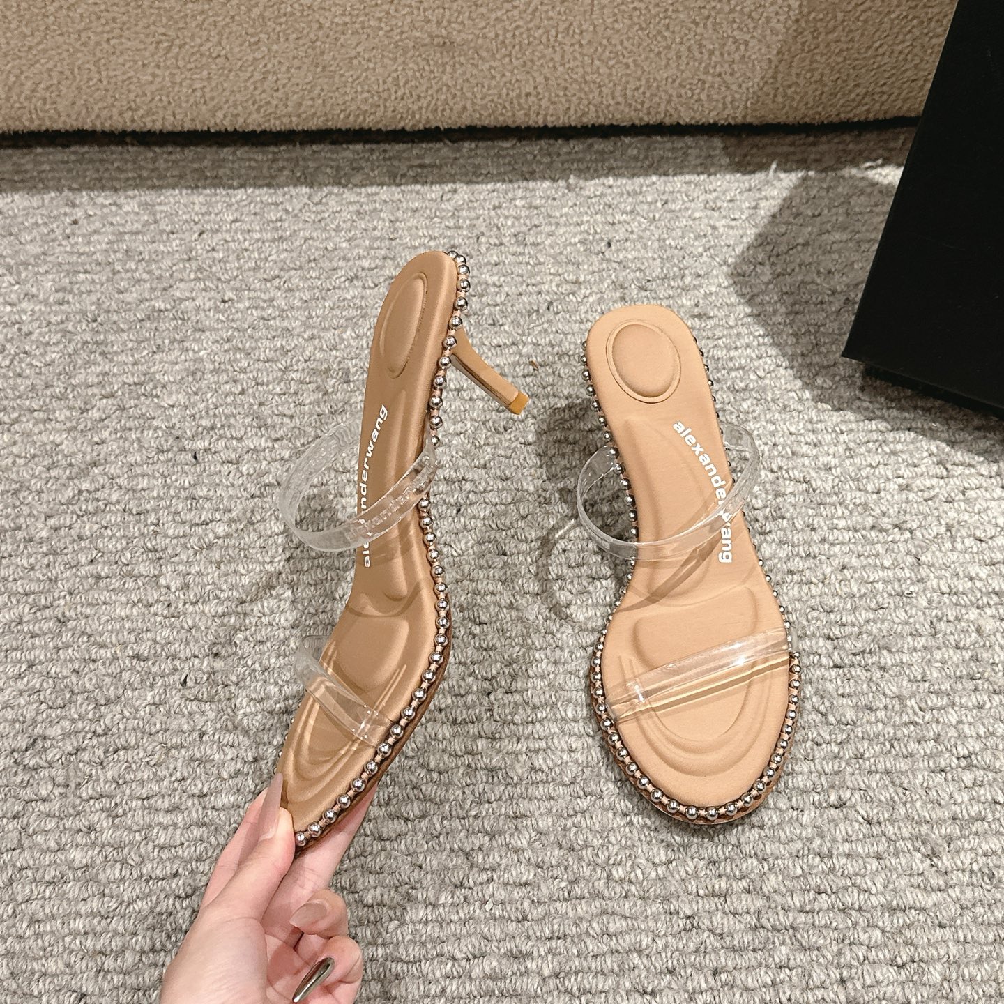 “Alexander Wang Luxury Shoe Mats: Sensory Massage, Embolism, Logo, Italian Sole, 3 Colors, 8cm High” - 图片 5