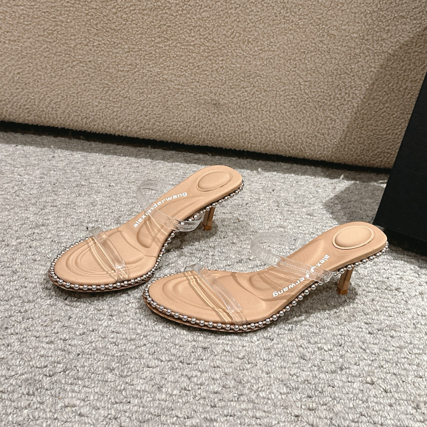 “Alexander Wang Luxury Shoe Mats: Sensory Massage, Embolism, Logo, Italian Sole, 3 Colors, 8cm High” - 图片 1