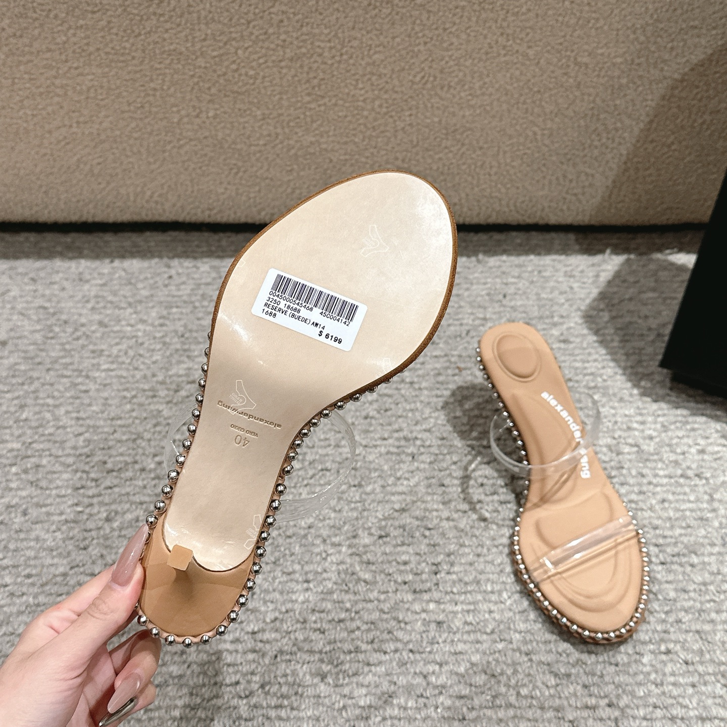 “Alexander Wang Luxury Shoe Mats: Sensory Massage, Embolism, Logo, Italian Sole, 3 Colors, 8cm High” - 图片 9