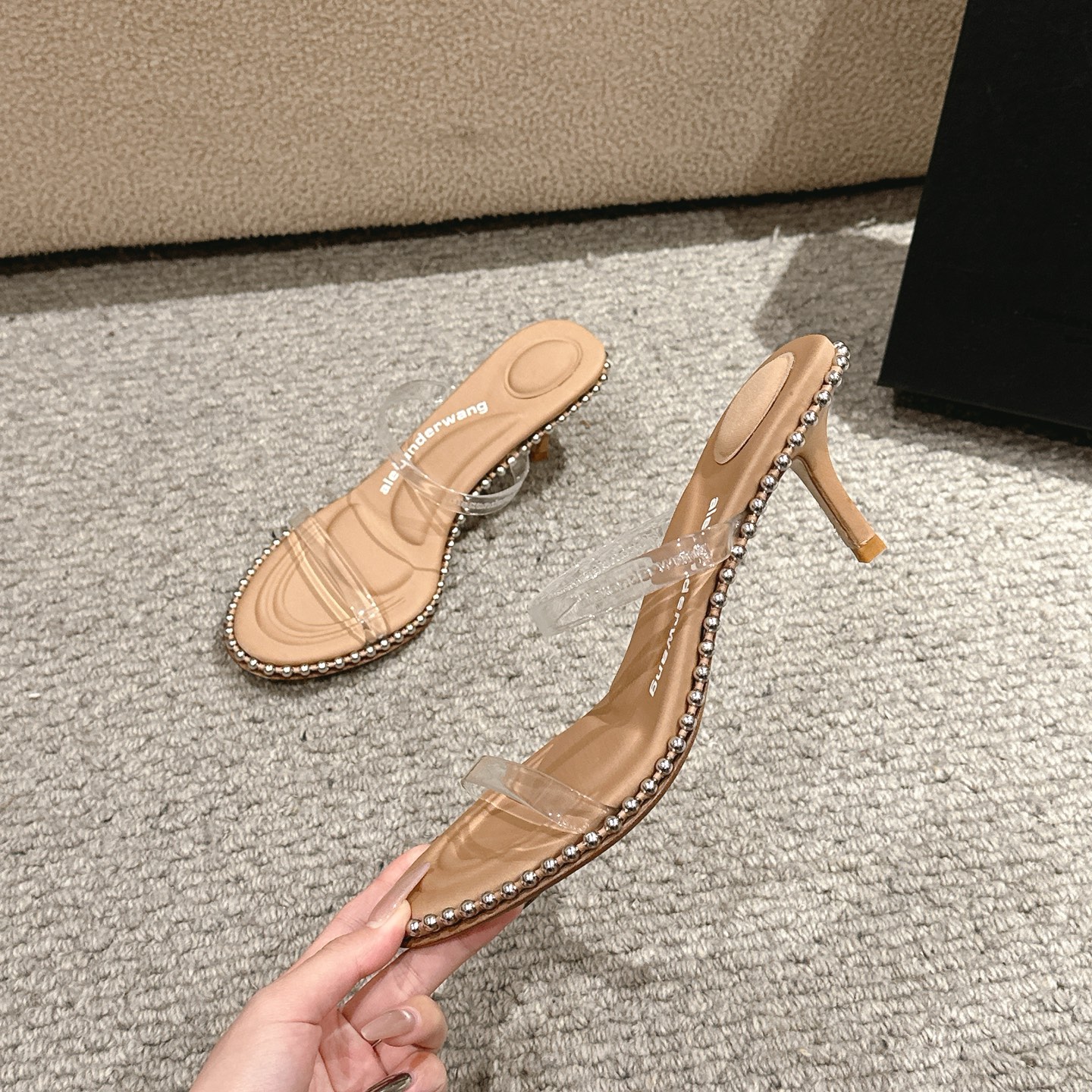 “Alexander Wang Luxury Shoe Mats: Sensory Massage, Embolism, Logo, Italian Sole, 3 Colors, 8cm High” - 图片 3