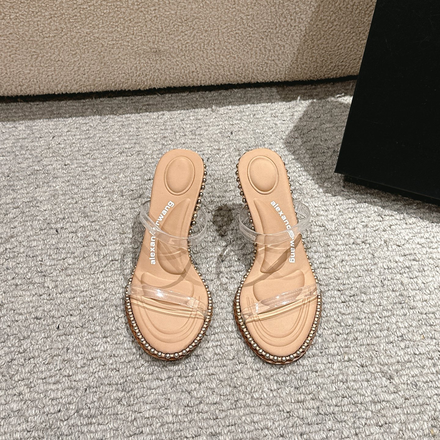 Luxury Alexander Wang Shoe Mats with Sensory Massage: Black, White, Almond Colors, 8cm High, Italian Leather Soles - 图片 2