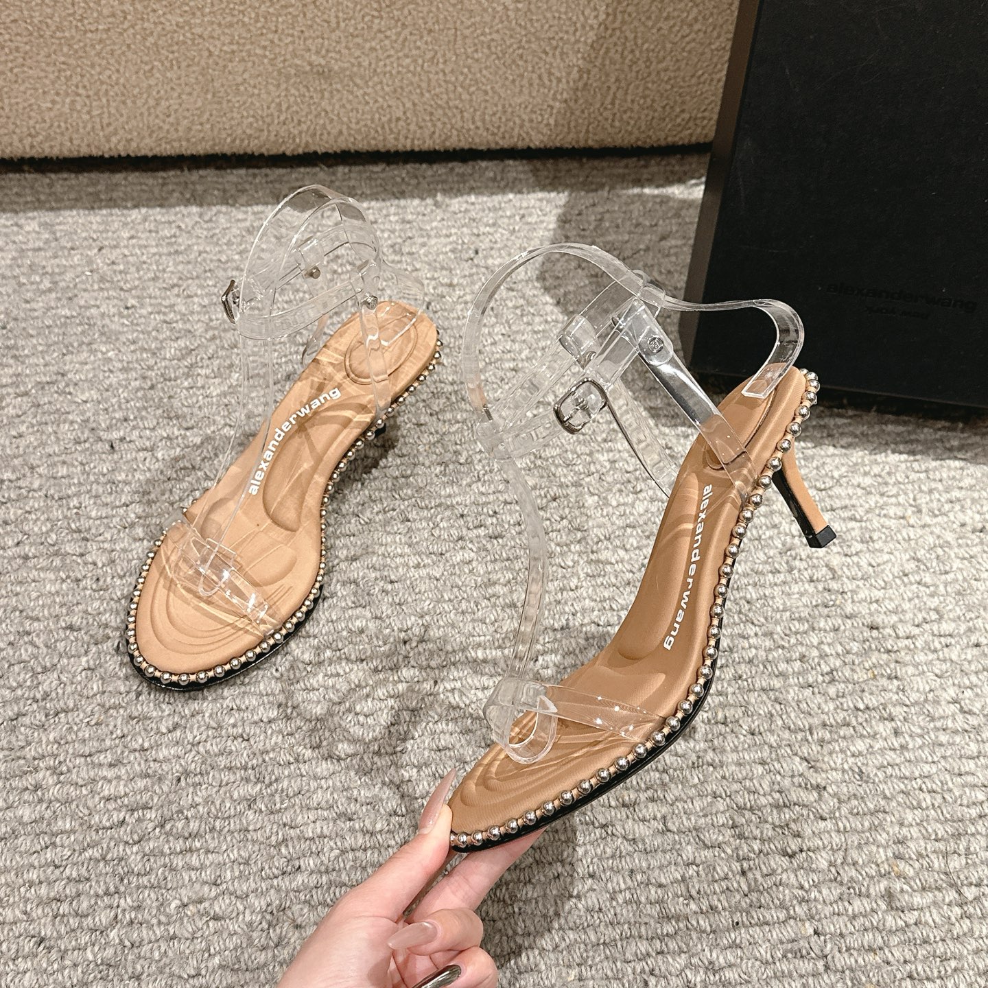 Luxury Alexander Wang Shoe Mats: High-Heel, Massage Tape, Italian Sole – Black, White, Almond - 图片 3