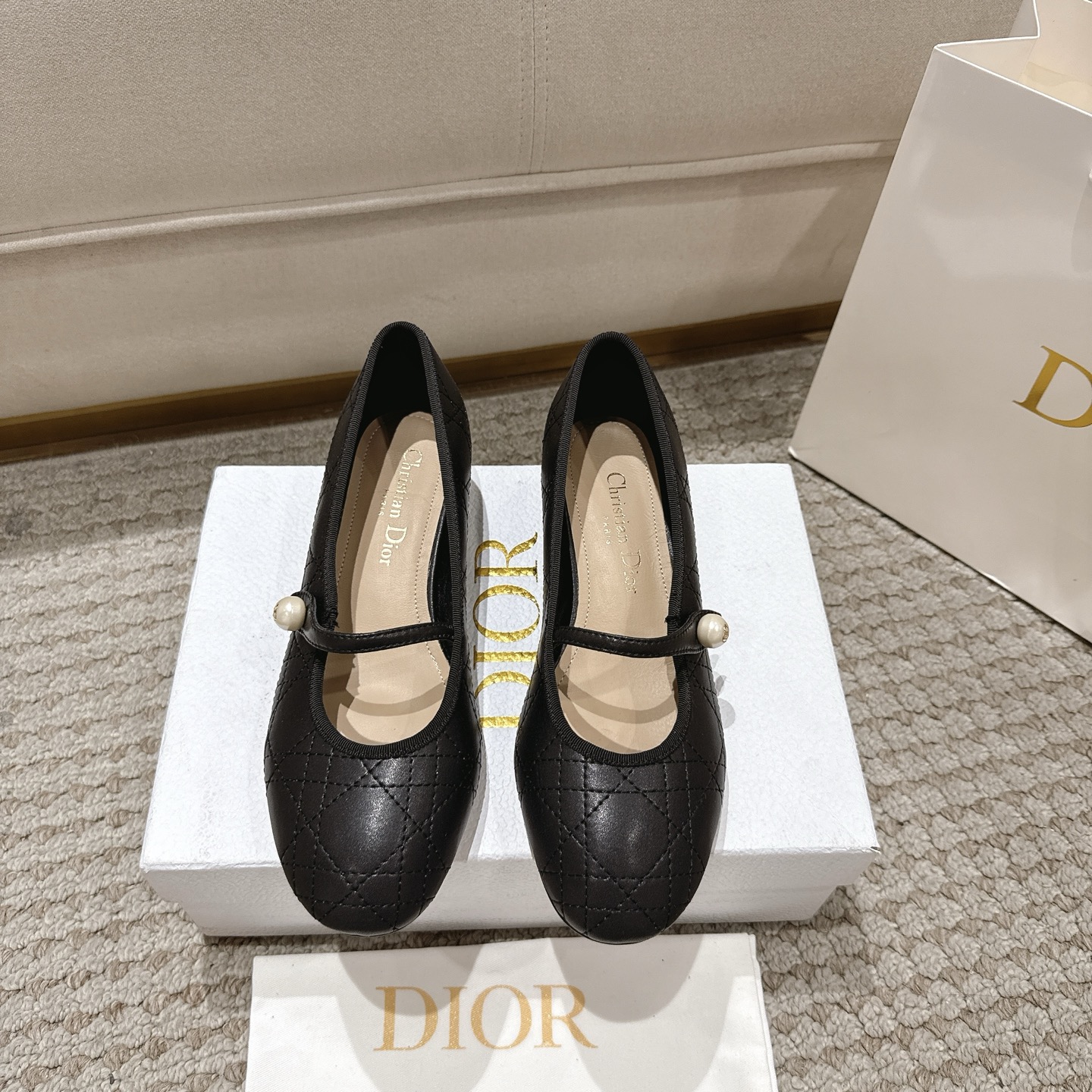 “Dior Ballet Shoes: Classic Style in Cow Leather, Sheep Leather Lining, Italian-Made Real Bottom”
