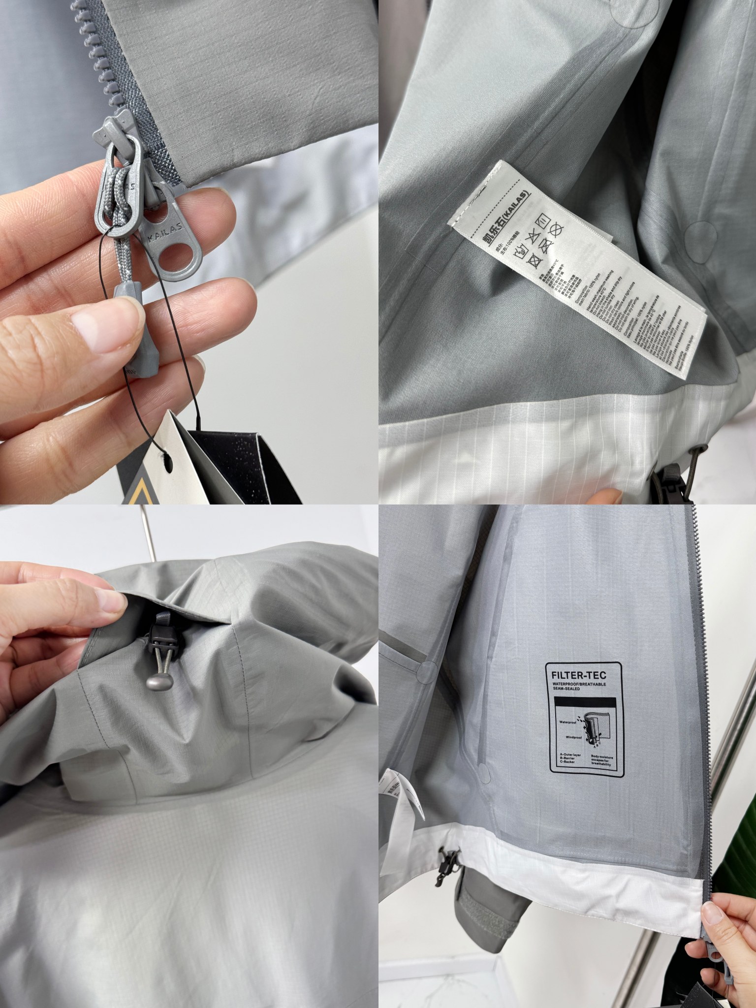 KAILAS Chaqueta Impermeable con Capucha para Hombre, Color Gris Piedra 10 a1744304135270 1122