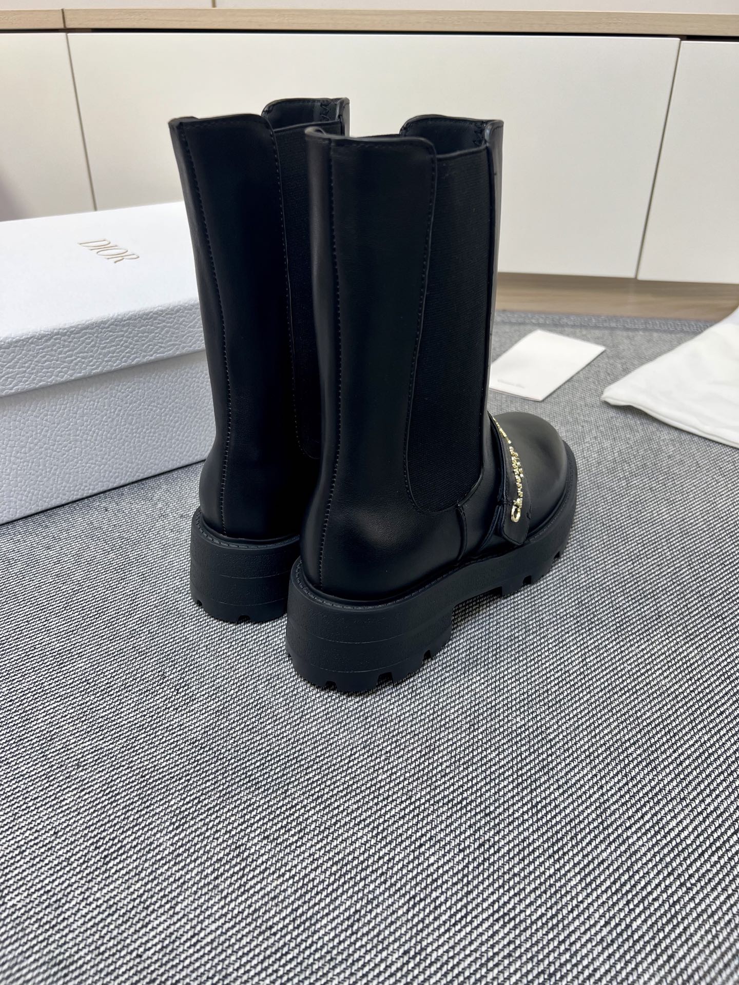 Dior CD Buckle Heeled Boots - Round Toe Chunky Heel Fashion Boots for Women 6 i1757227265549 377 0 4