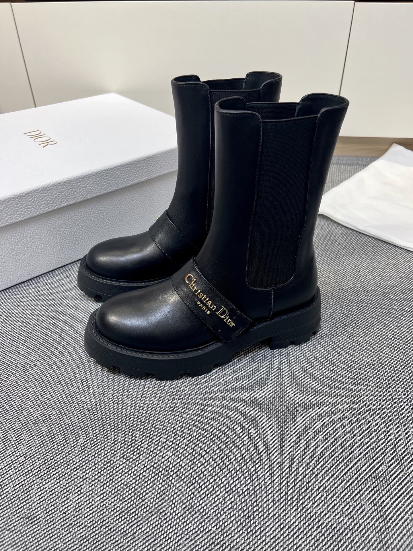 Dior CD Buckle Heeled Boots - Round Toe Chunky Heel Fashion Boots for Women 2 i1757227267096 5510 0 1