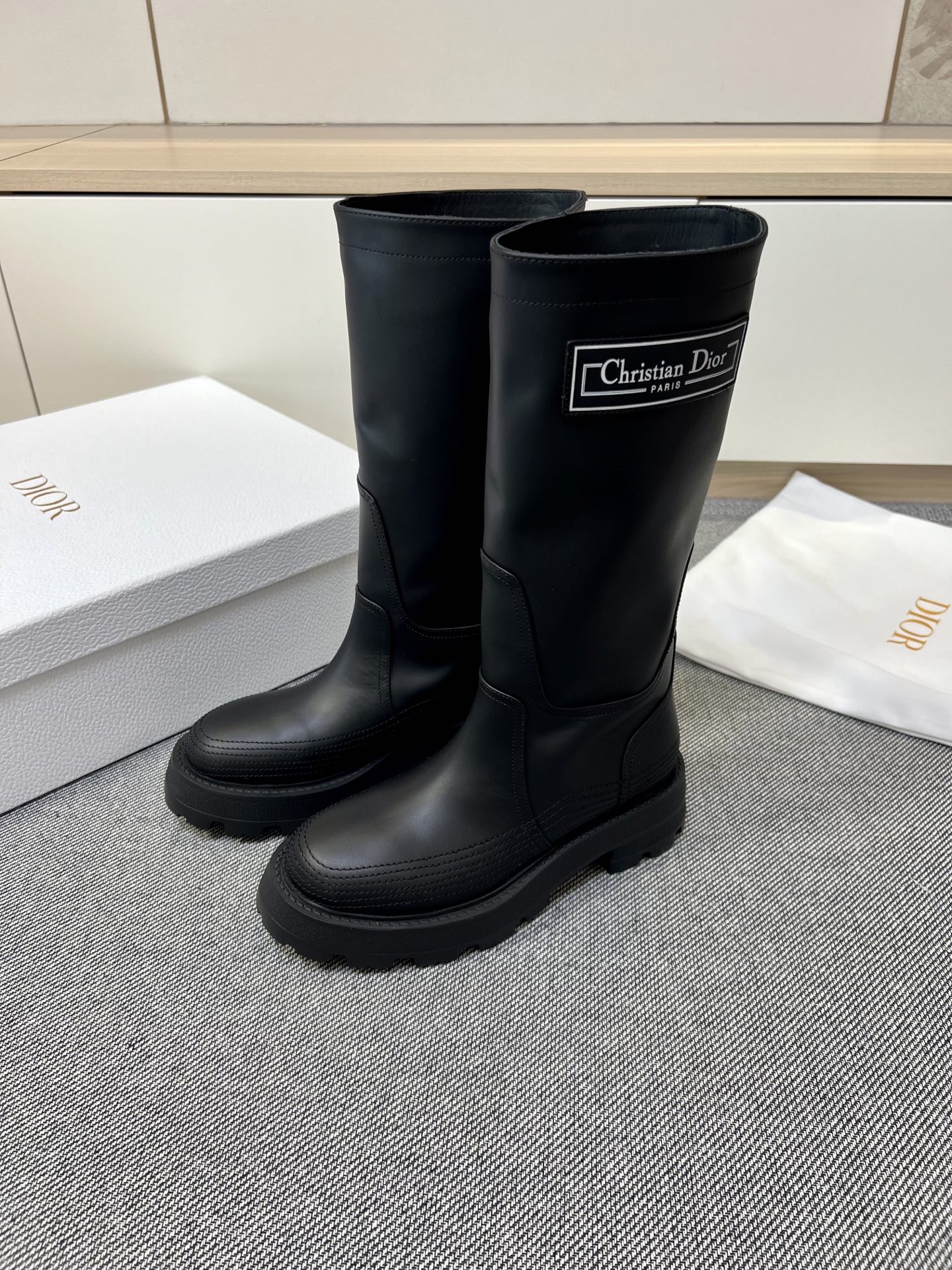 Dior Laarzen met Dikke Hak - Stijlvol, Comfortabel & Duurzaam - Maat 35-40