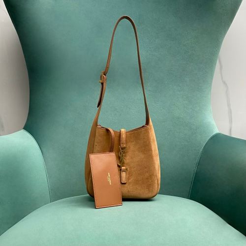 Yves Saint Laurent LE5 À 7 Soft Hobo Bag, Mini Suede in Brown 1 Yves Saint Laurent LE5 À 7 Soft Hobo Bag, Mini Suede in Brown