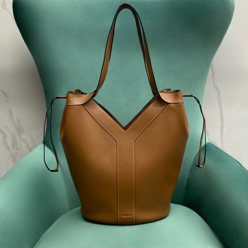 Yves Saint Laurent Brown Leather WHY Tote Bag Shoulder Bag, 25x14.5x26 cm 1 Yves Saint Laurent Brown Leather WHY Tote Bag Shoulder Bag, 25x14.5x26 cm