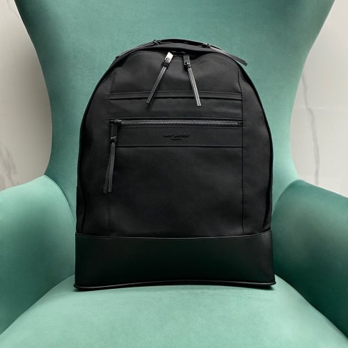 Saint Laurent CITY Black Nylon and Leather Trim Backpack for Men and Women 1 Saint Laurent CITY Black Nylon and Leather Trim Backpack for Men and Women