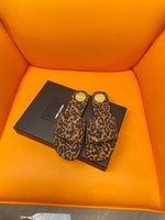 Yves Saint Laurent Designer
 Shoes High Heel Pumps Slippers Leopard Print Genuine Leather Sheepskin