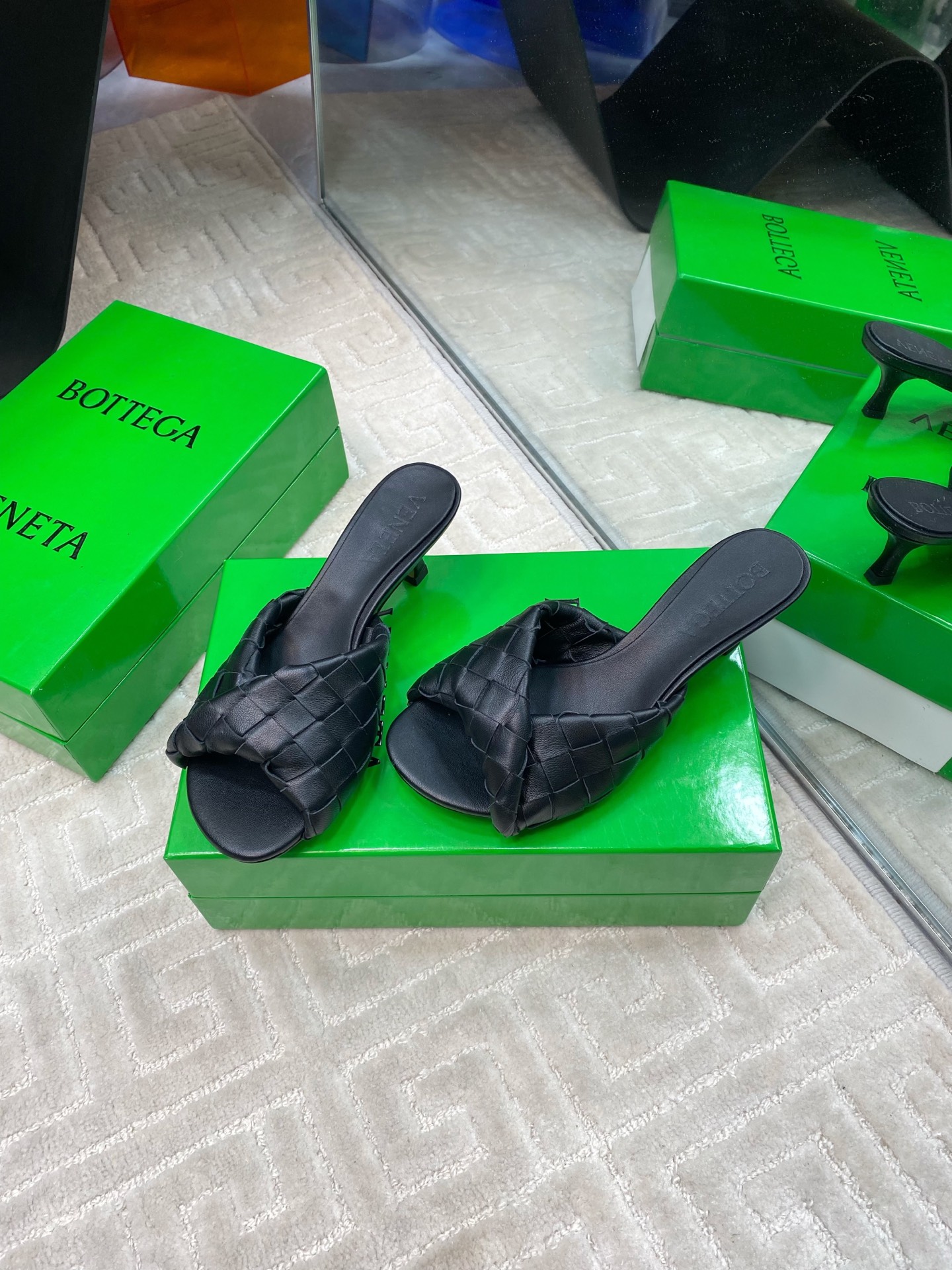 Bottega Veneta Blink Leather Woven Heeled Sandals 1 Bottega Veneta Blink Leather Woven Heeled Sandals