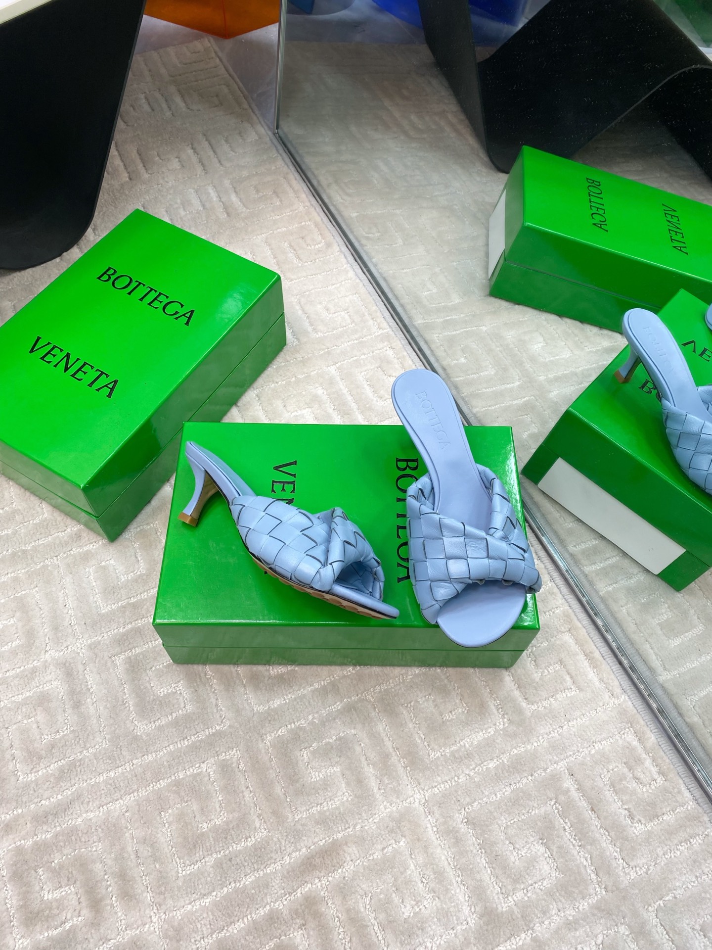 Bottega Veneta Blink Woven Leather Heeled Mules, Women Shoes, Size 35-43 6 i1741284951462 5311 0 3