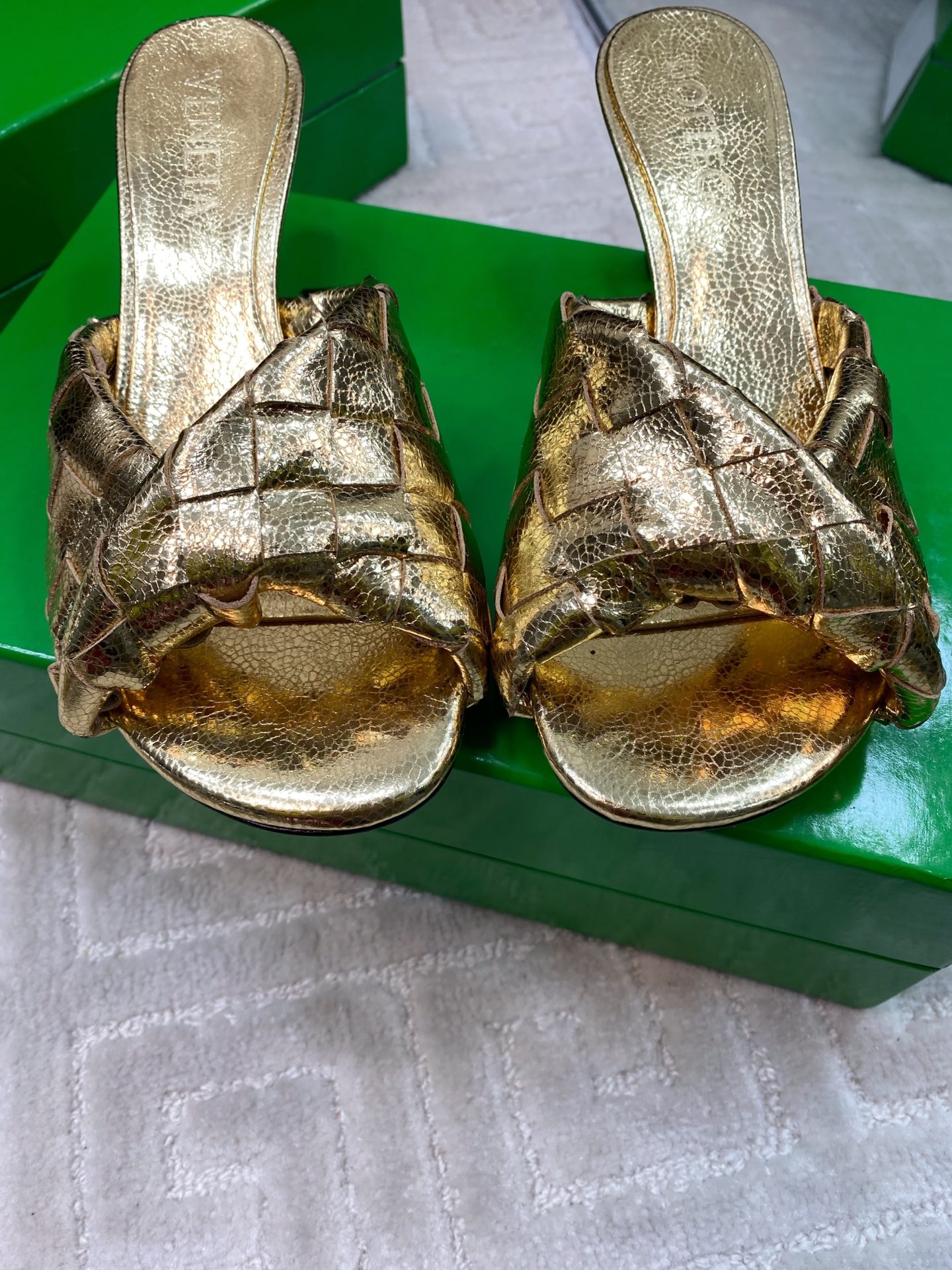 Bottega Veneta Blink Gold Woven Leather Heeled Sandals Mules 8 i1741284978145 4749 0 6