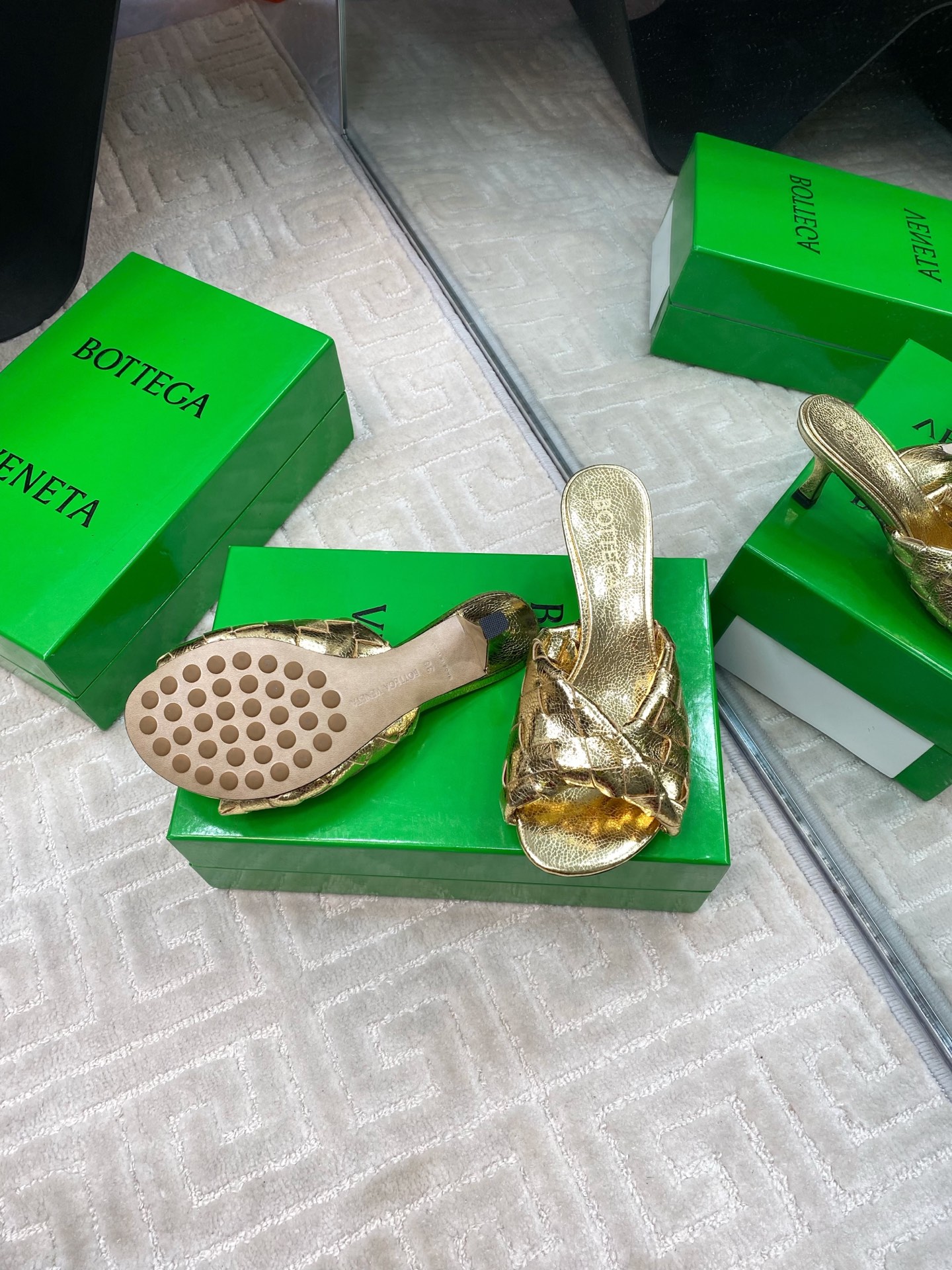 Bottega Veneta Blink Gold Woven Leather Heeled Sandals Mules 10 i1741284979141 3210 0 8