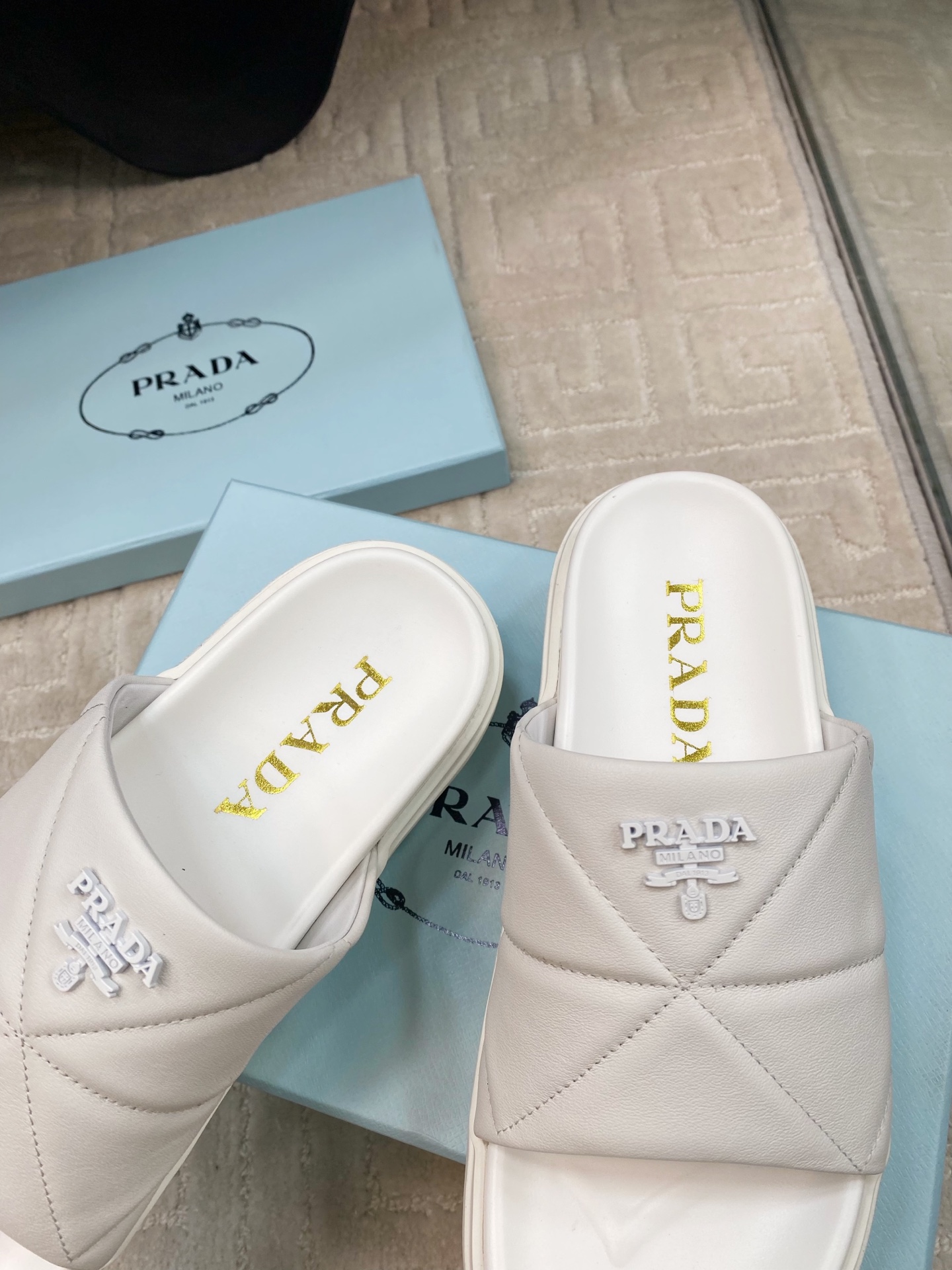 Prada Women's Nappa Leather Platform Slide Sandals - White 8 i1741329020832 9170 0 6