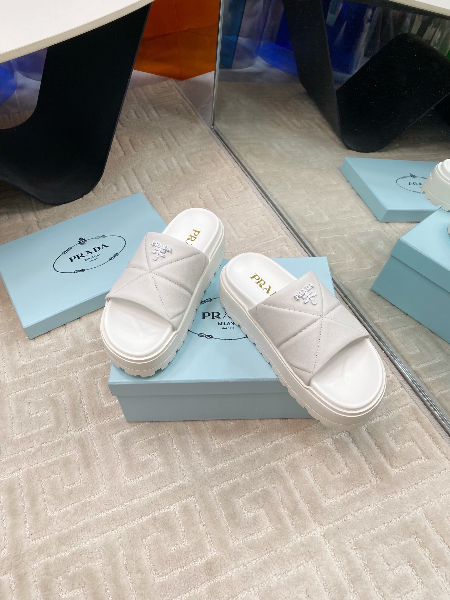 Prada Women's Nappa Leather Platform Slide Sandals - White 4 i1741329020897 5442 0 2