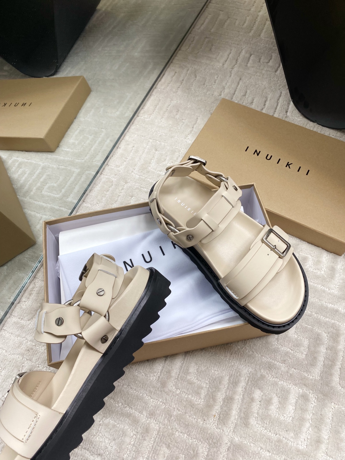 INUIKII Women's Leather Velcro Strap Sandals - Comfortable & Stylish 9 i1744187066727 7608 0 7