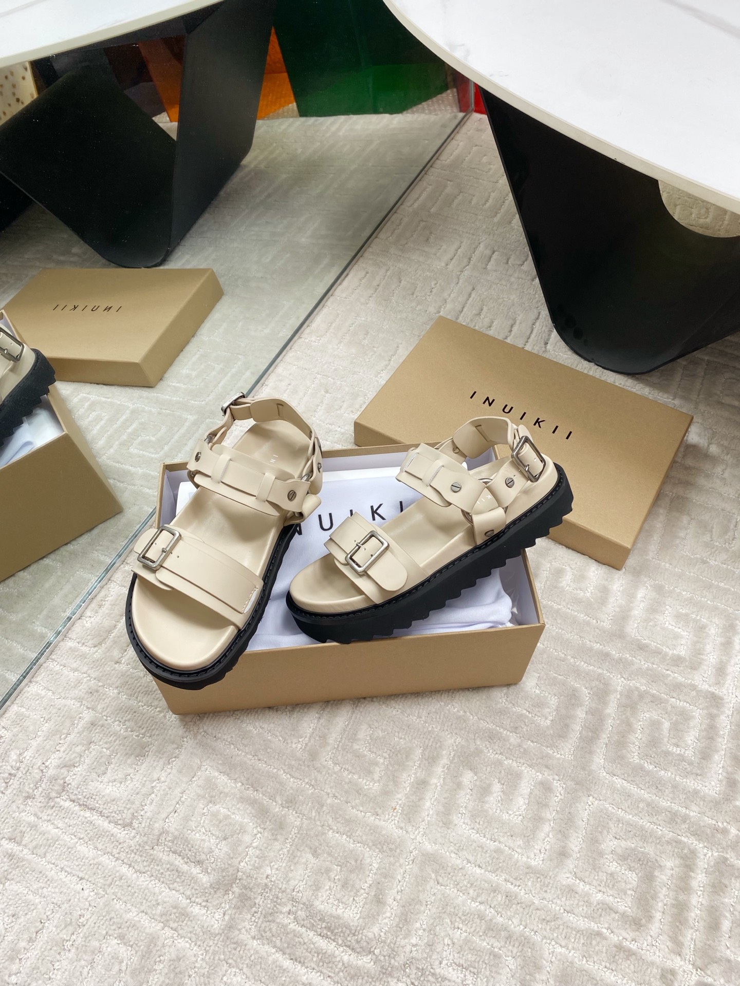 INUIKII Women's Leather Velcro Strap Sandals - Comfortable & Stylish 5 i1744187066795 9585 0 3