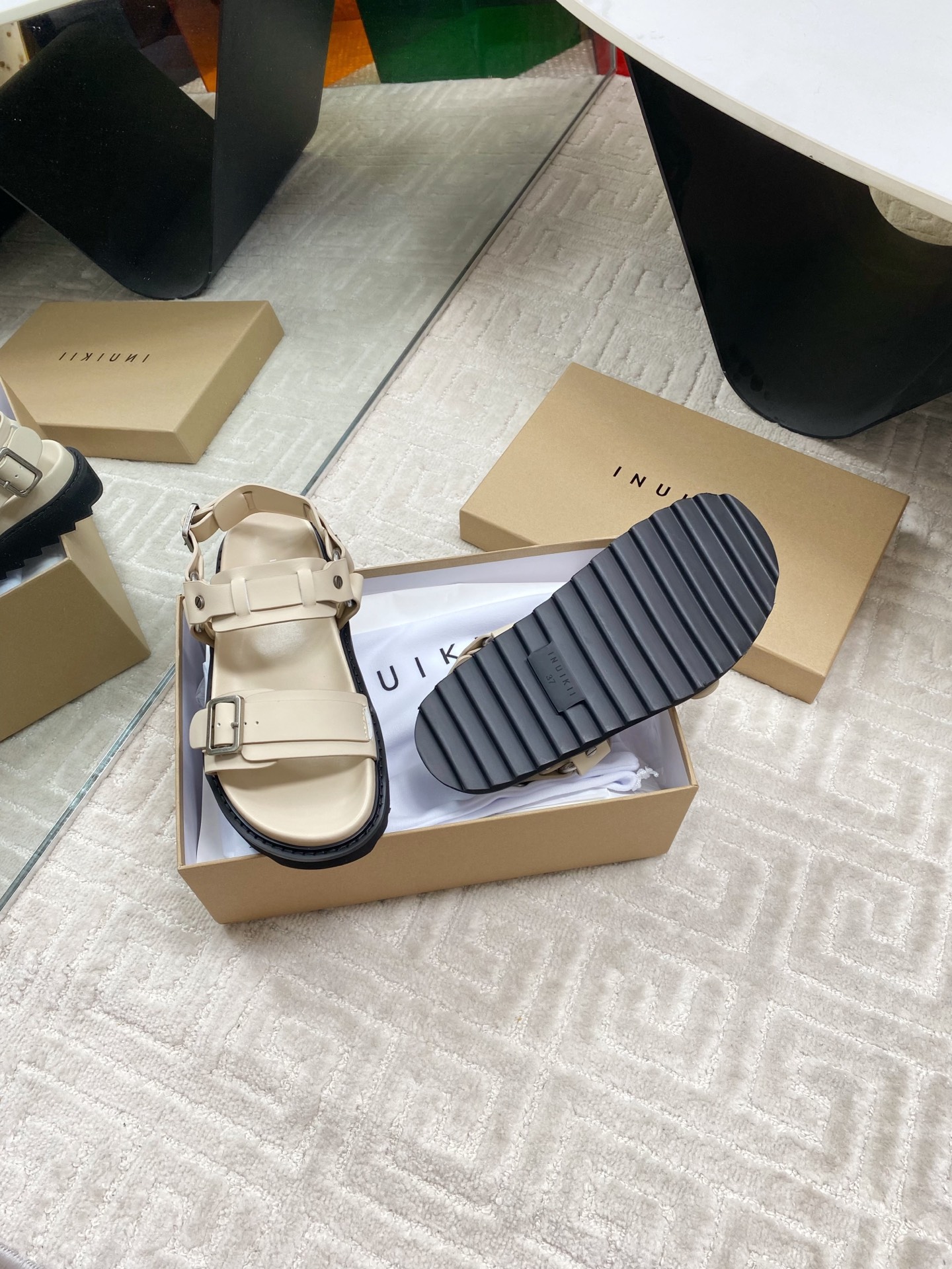 INUIKII Women's Leather Velcro Strap Sandals - Comfortable & Stylish 10 i1744187067821 3312 0 8