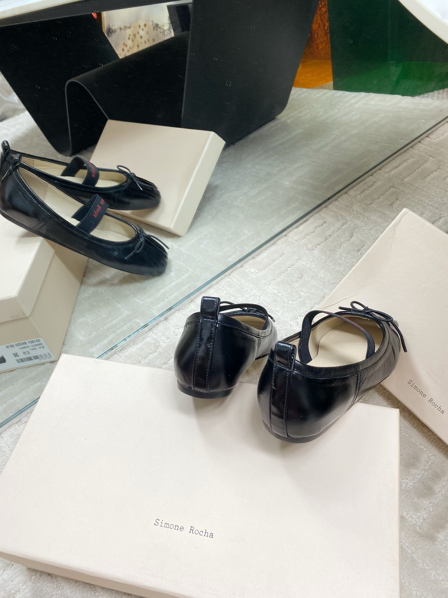 Simone Rocha Women's Ballet Flat Mary Jane in Black Leather 9 i1744633442045 1755 0 6