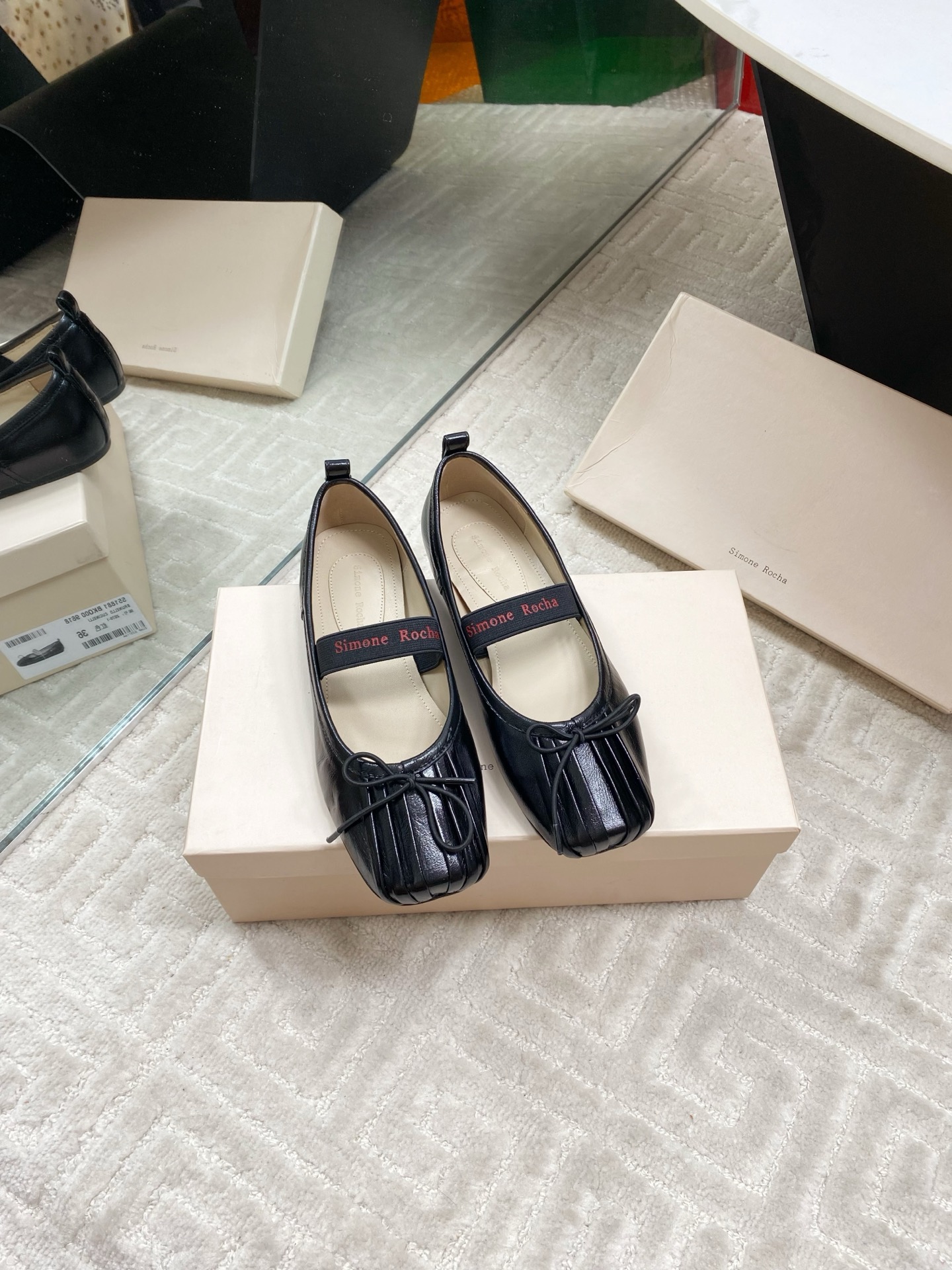 Simone Rocha Women's Ballet Flat Mary Jane in Black Leather 3 i1744633443512 1393 0 0