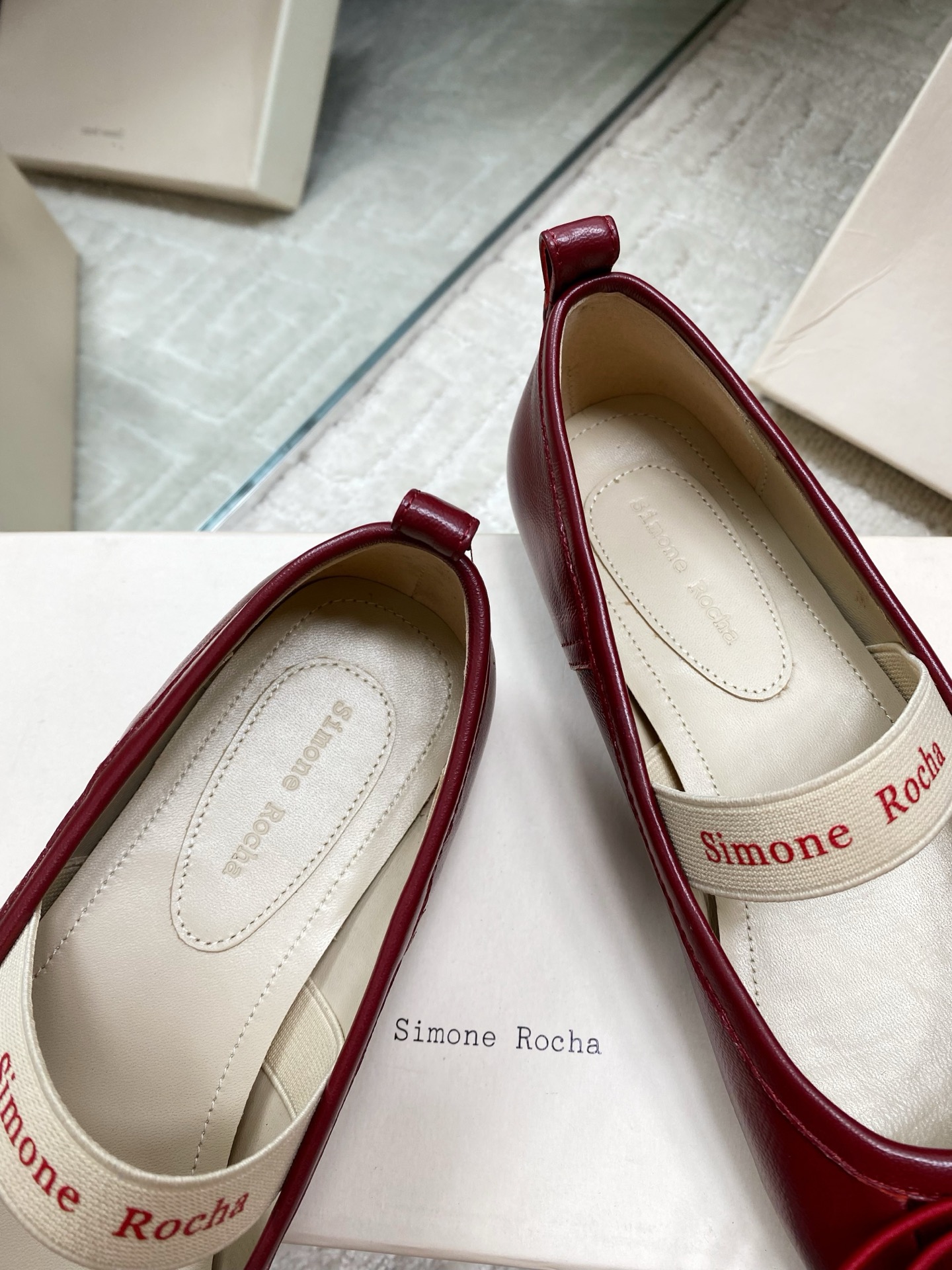 Simone Rocha 25SS Mary Jane Ballet Flats - Red Leather with Bow Detail 7 i1744633487059 7316 0 4