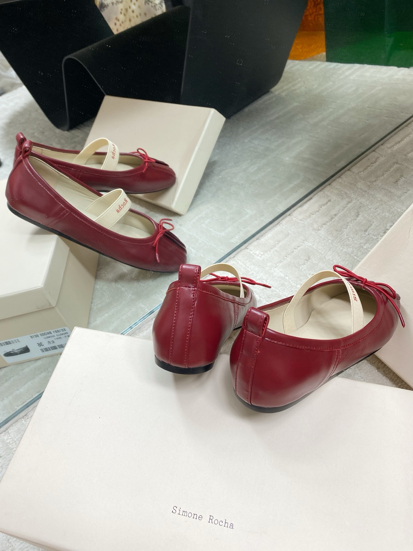 Simone Rocha 25SS Mary Jane Ballet Flats - Red Leather with Bow Detail 9 i1744633488535 7942 0 6
