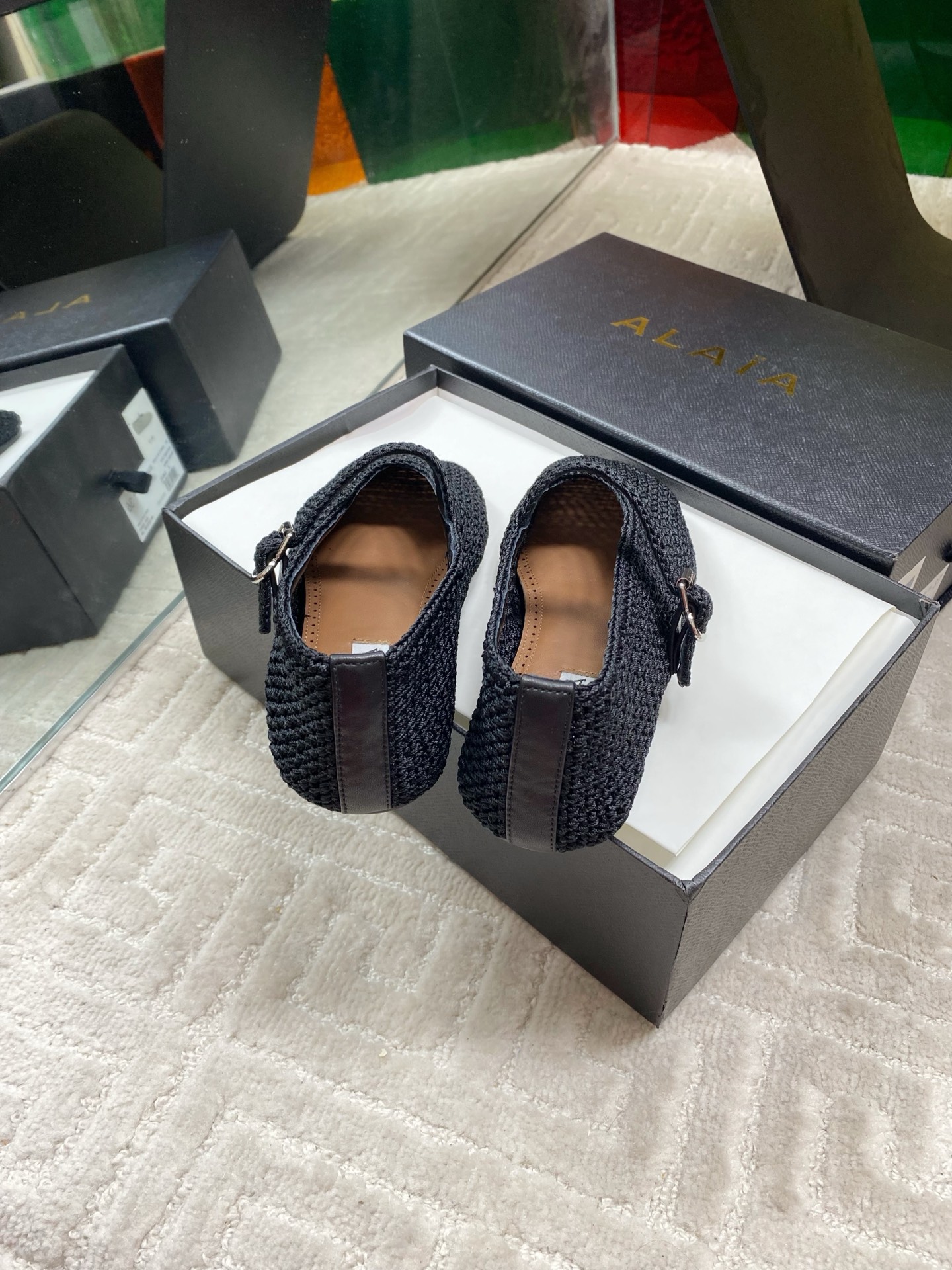 Alaia Inspired Black Woven Ballet Flats with Ankle Strap, Comfortable & Stylish 9 i1744649908692 5122 0 7