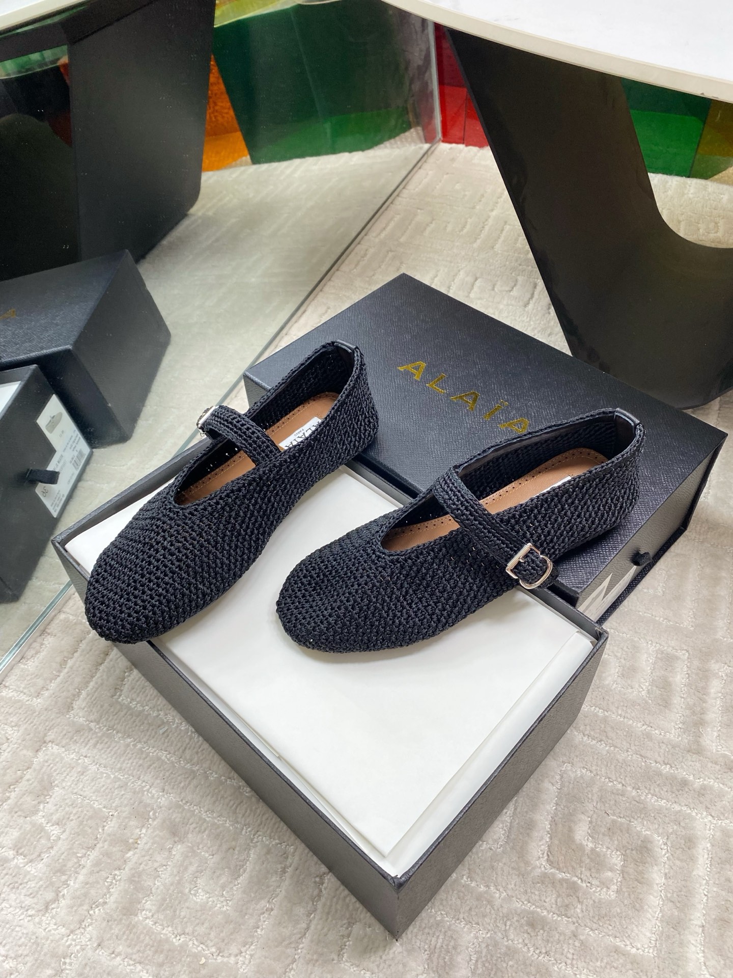 Alaia Inspired Black Woven Ballet Flats with Ankle Strap, Comfortable & Stylish 8 i1744649908693 3589 0 6