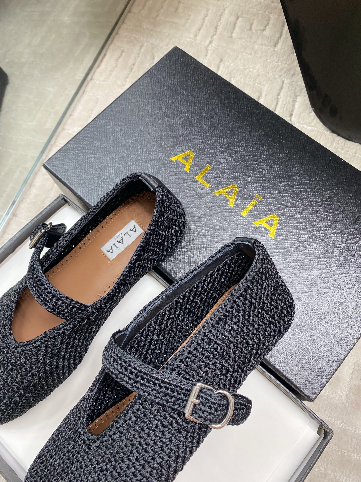 Alaia Inspired Black Woven Ballet Flats with Ankle Strap, Comfortable & Stylish 6 i1744649911203 475 0 4