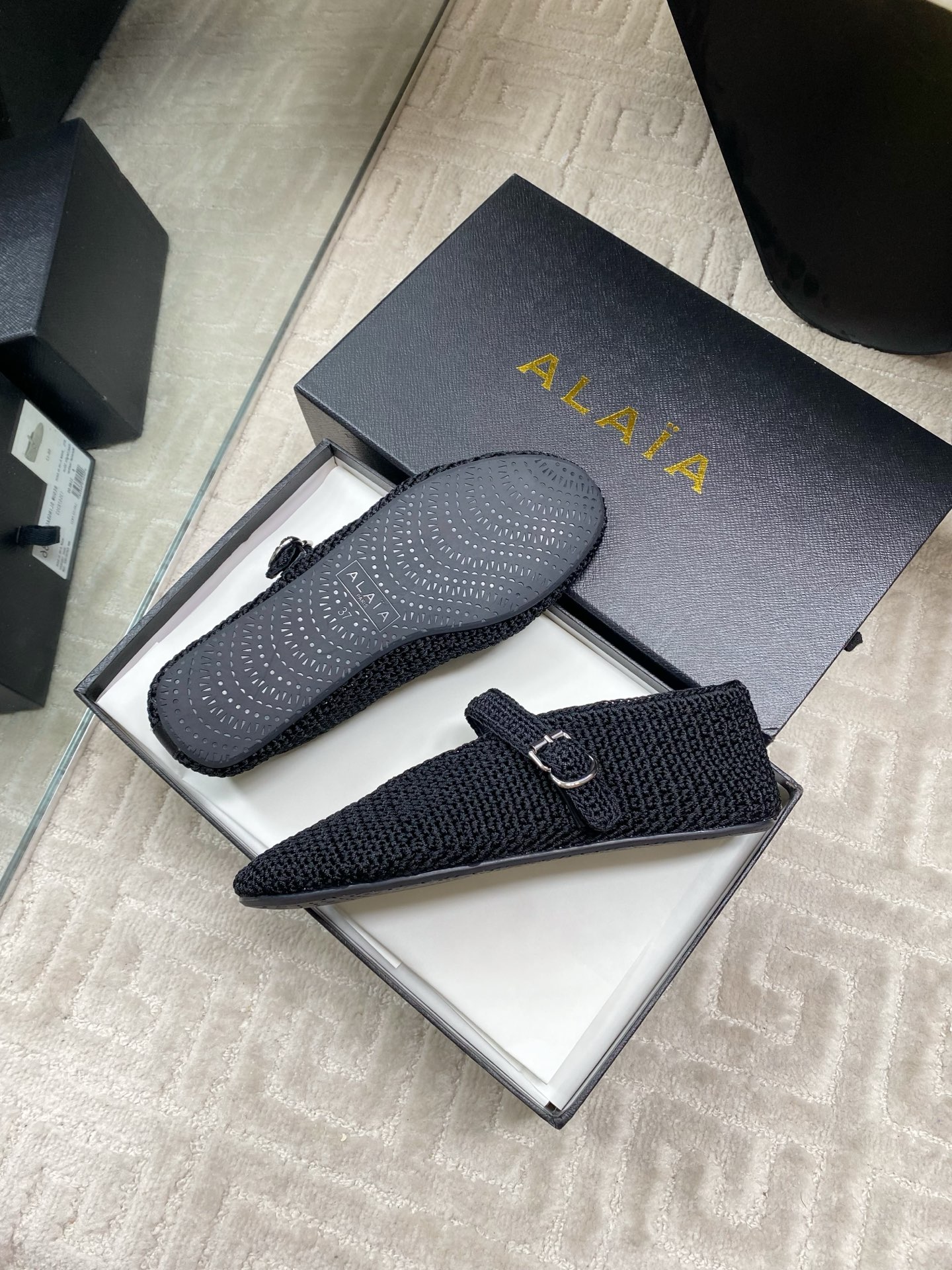 Alaia Inspired Black Woven Ballet Flats with Ankle Strap, Comfortable & Stylish 10 i1744649911249 2829 0 8