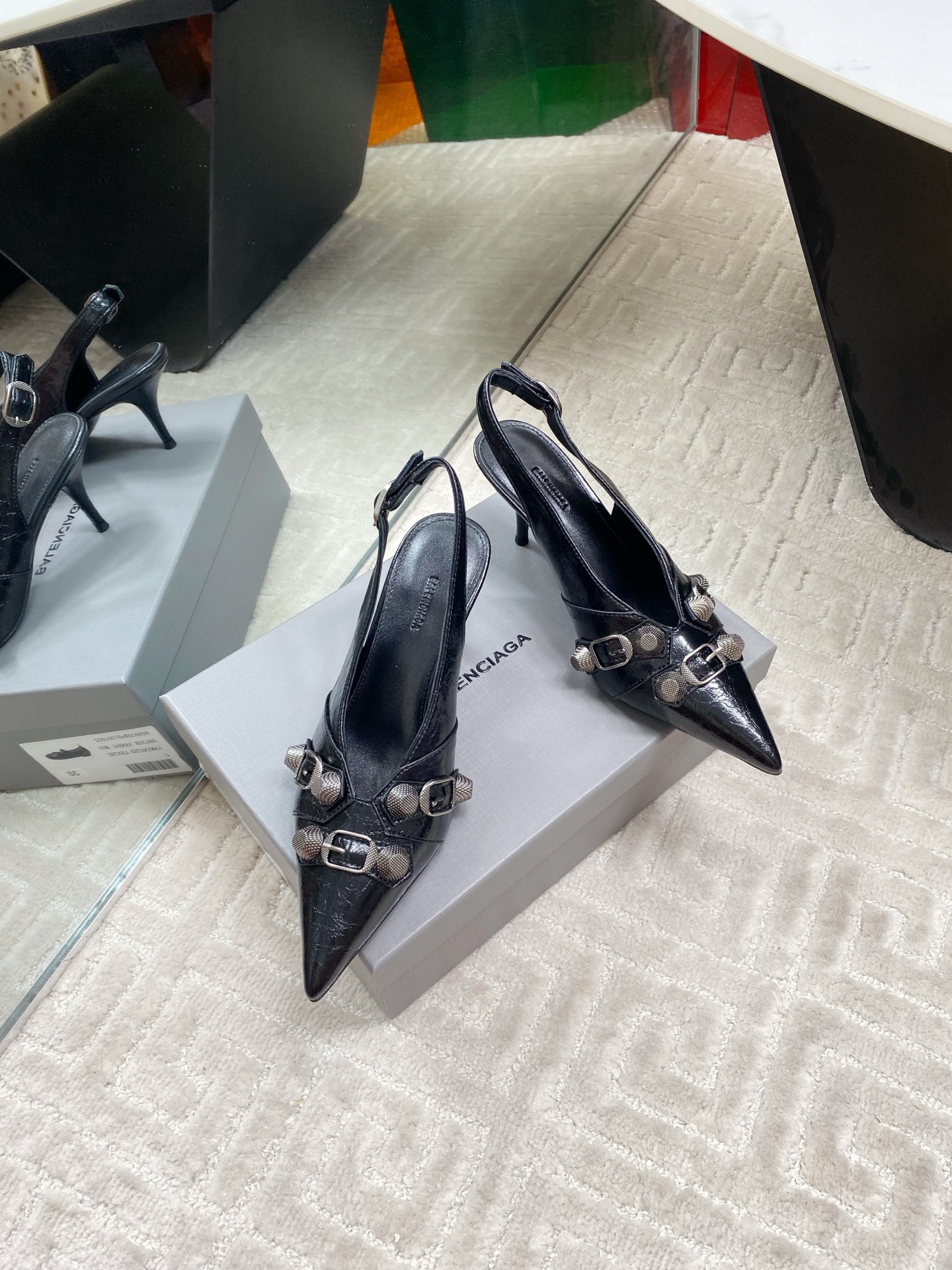 Balenciaga Punk Style Slingback Heels, Pointed Toe, Stylish and Trendy 4 i1744654621371 705 0 2