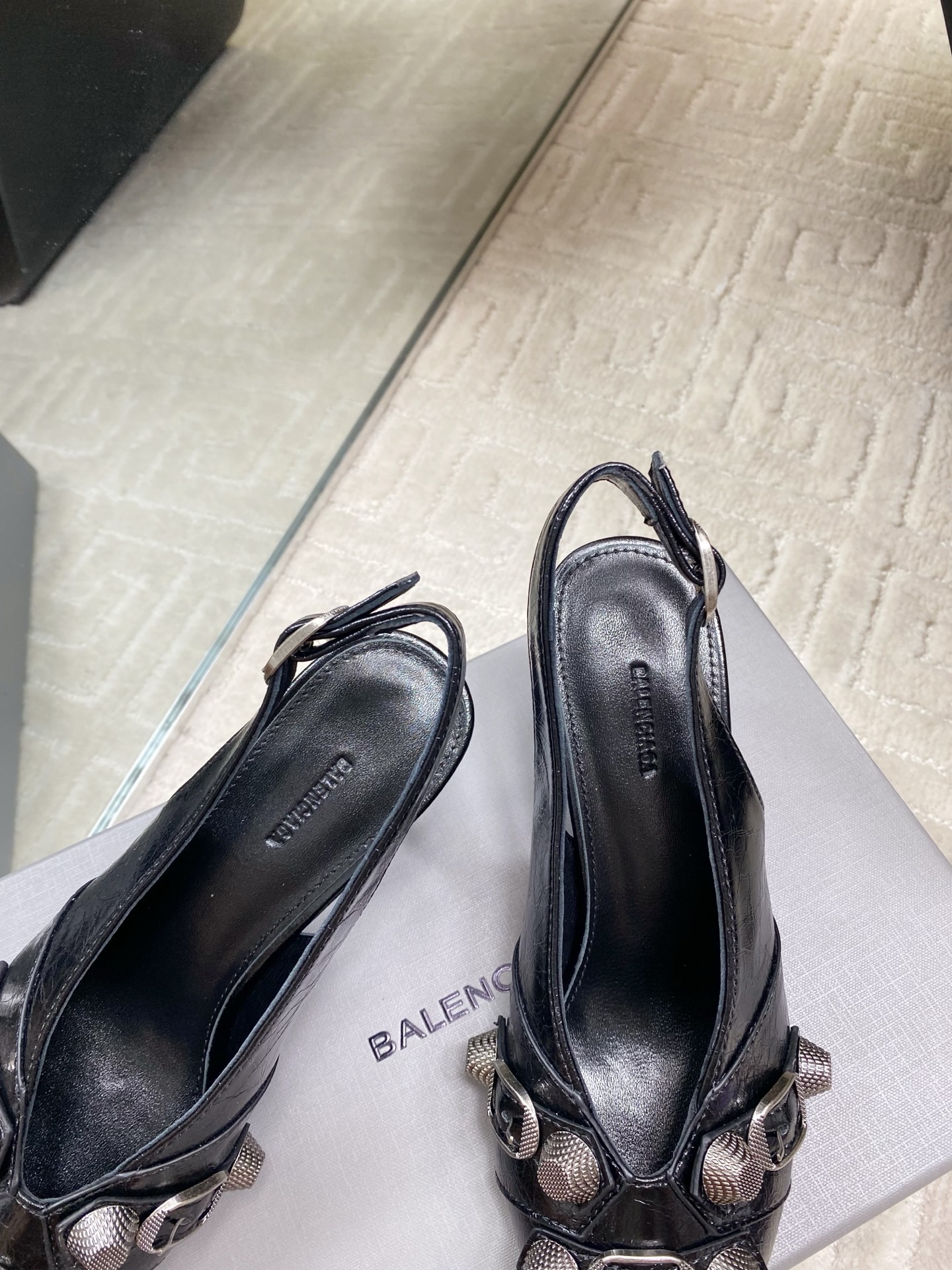 Balenciaga Punk Style Slingback Heels, Pointed Toe, Stylish and Trendy 8 i1744654621411 4061 0 6