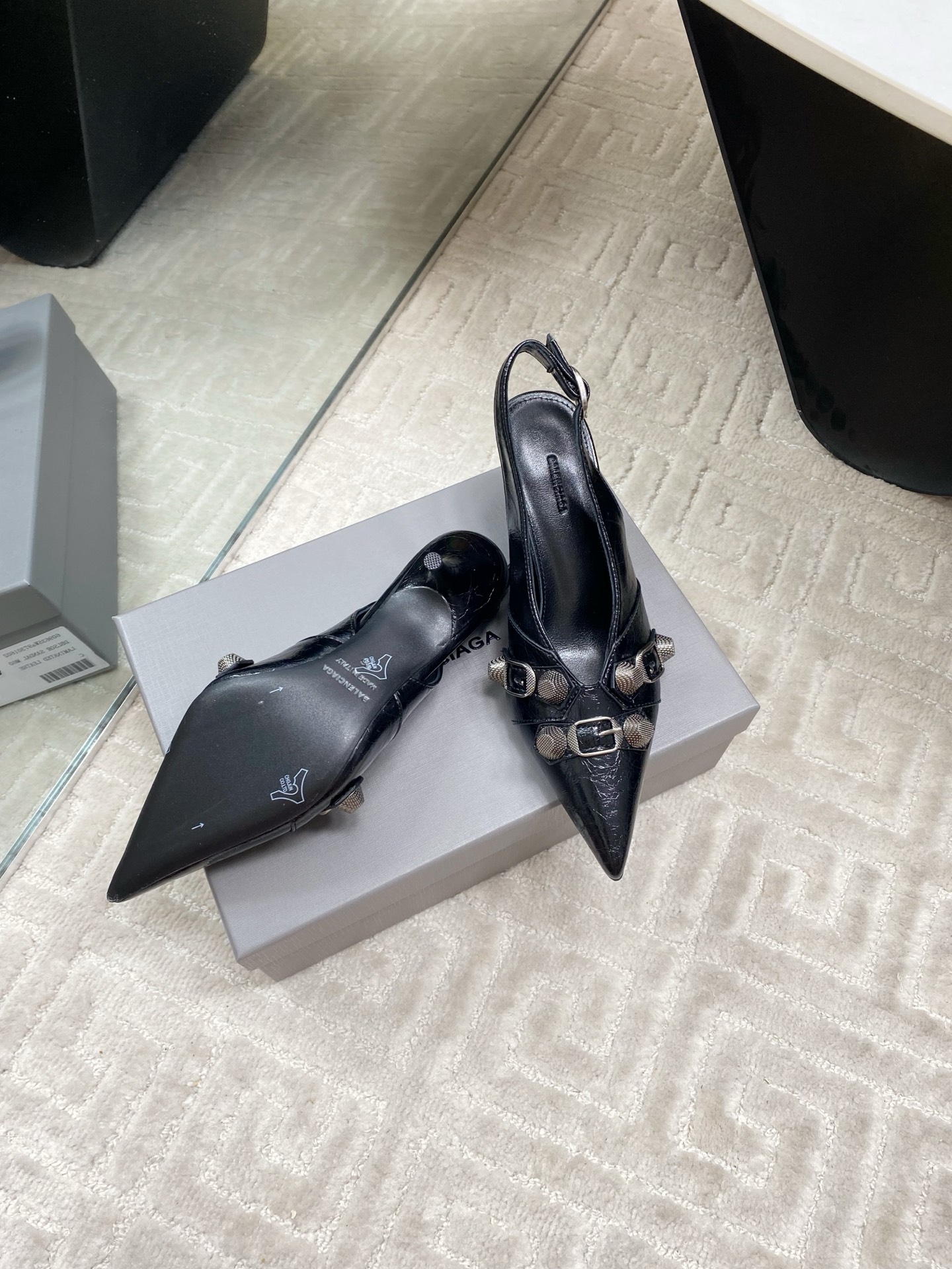 Balenciaga Punk Style Slingback Heels, Pointed Toe, Stylish and Trendy 10 i1744654623074 4303 0 8