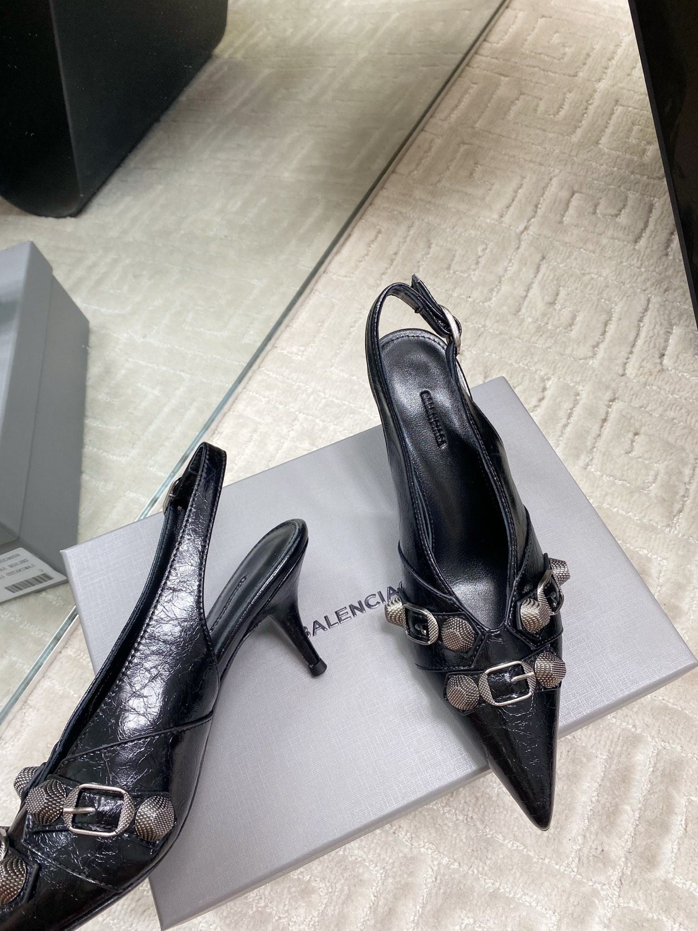 Balenciaga Punk Style Slingback Heels, Pointed Toe, Stylish and Trendy 9 i1744654623078 1323 0 7